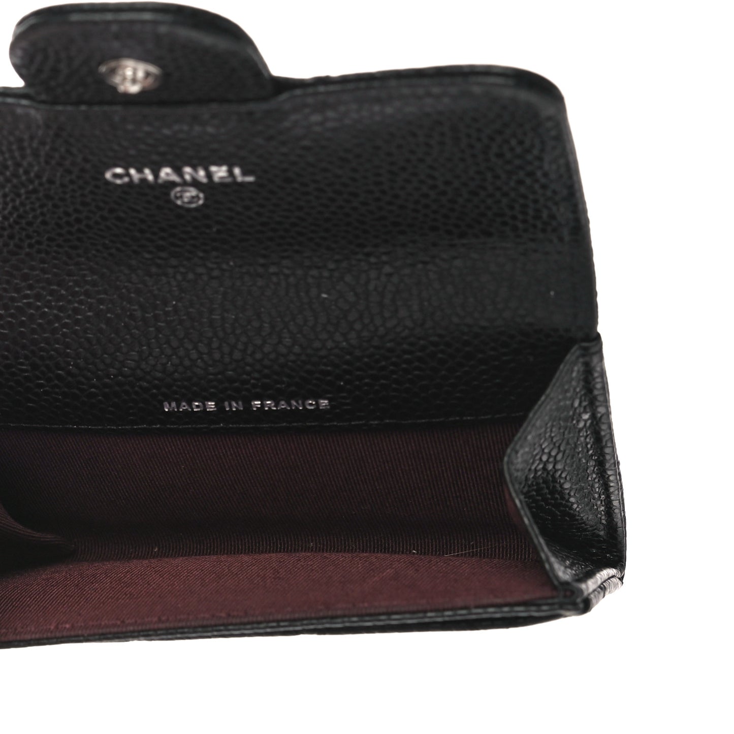 Caviar Quilted Flap Card Holder Wallet Black