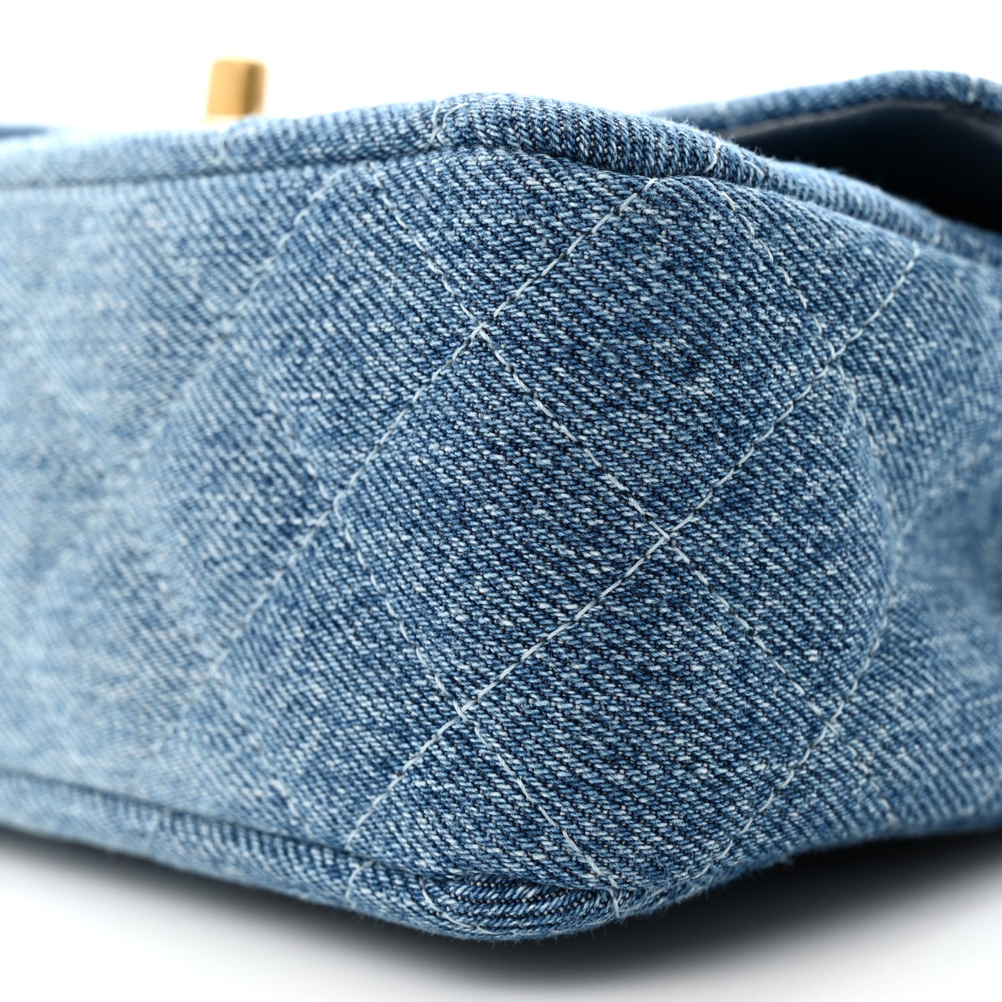 Washed Denim Quilted Mini Rectangular Flap Blue