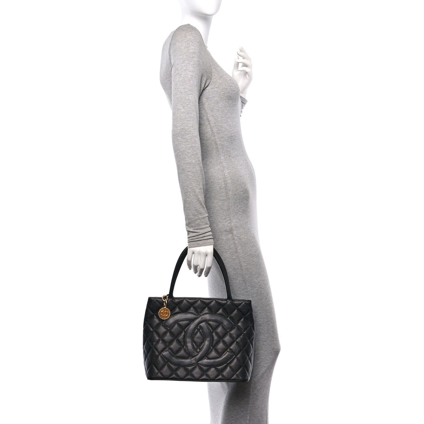 Caviar Quilted Medallion Tote Black