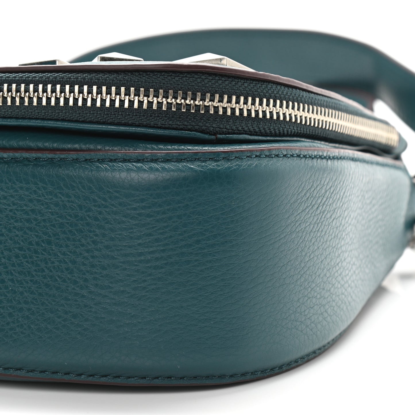 Pebbled Calfskin Studded Recruit Nomad Crossbody Teal