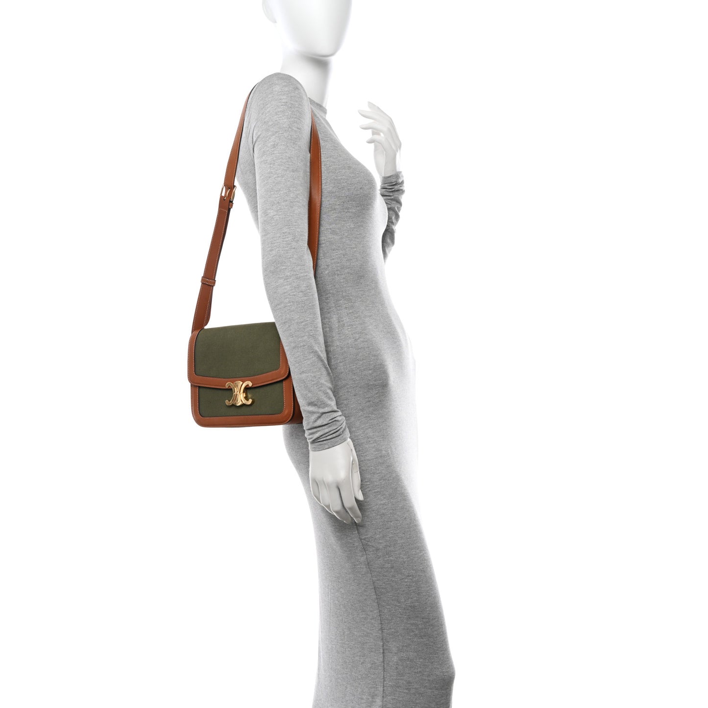 Textile Natural Calfskin Classique Triomphe Khaki Tan