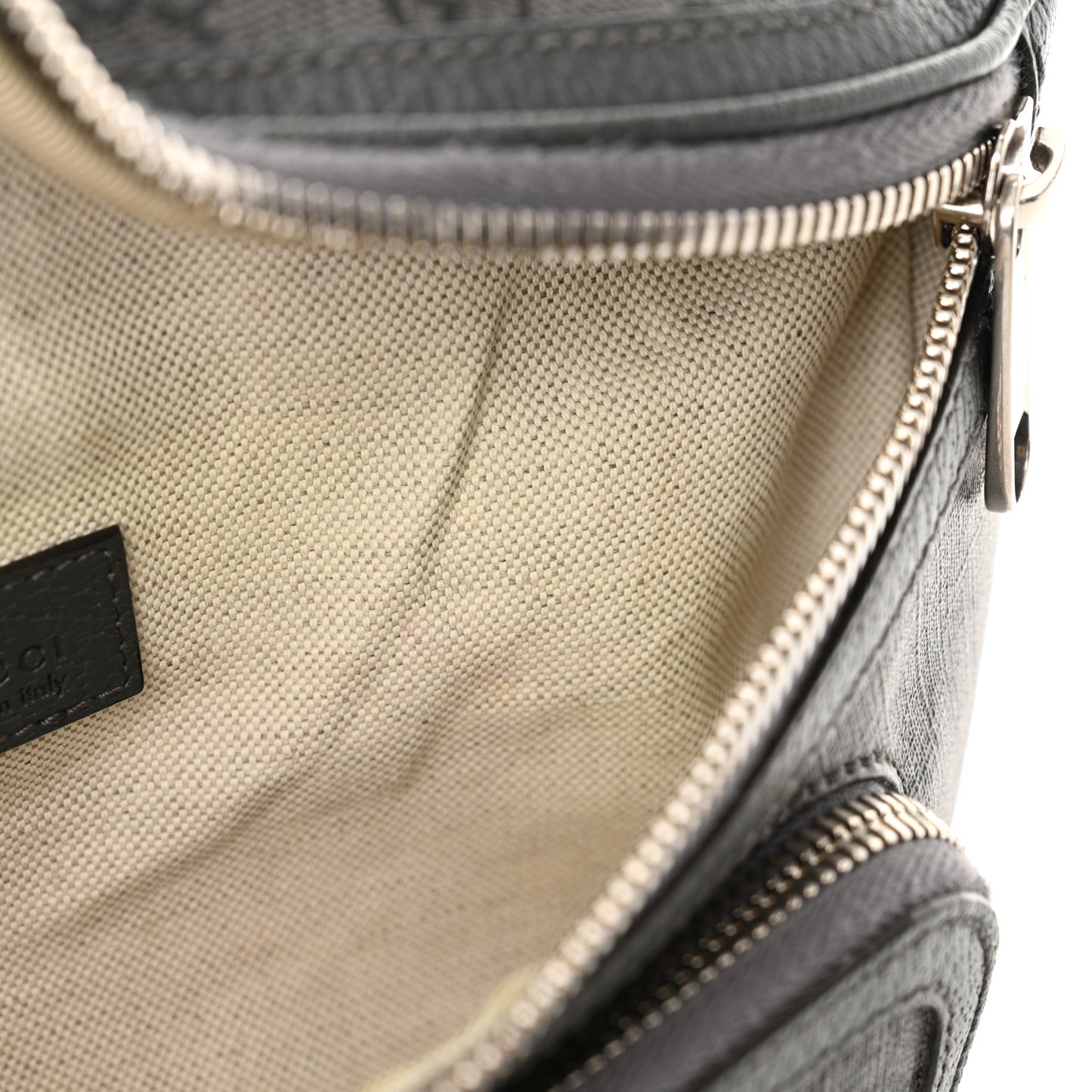 GG Supreme Monogram Textured Dollar Calfskin Ophidia Belt Bag Grey Black Graphite Grey