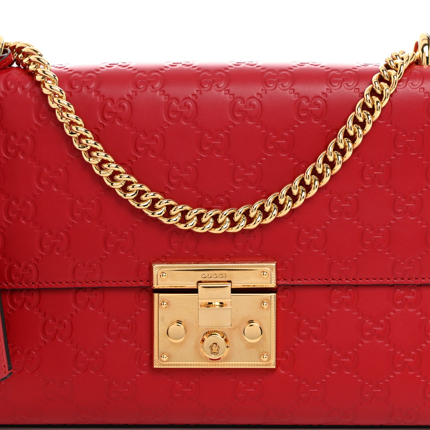 Guccissima Medium Padlock Shoulder Bag Hibiscus Red