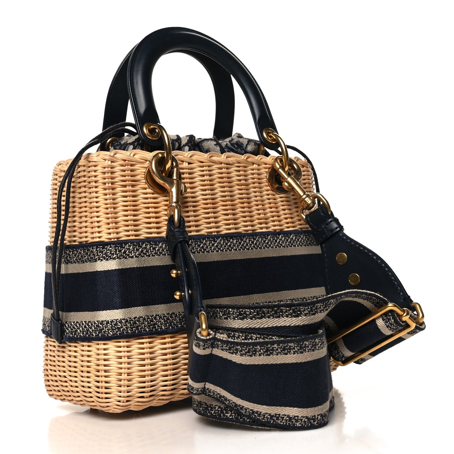 Wicker Oblique Medium Lady Dior Bag Blue