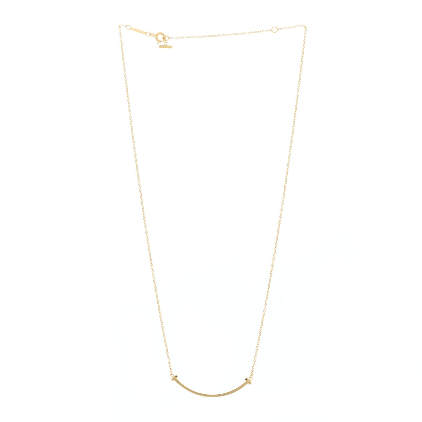 18K Yellow Gold Small T Smile Pendant Necklace