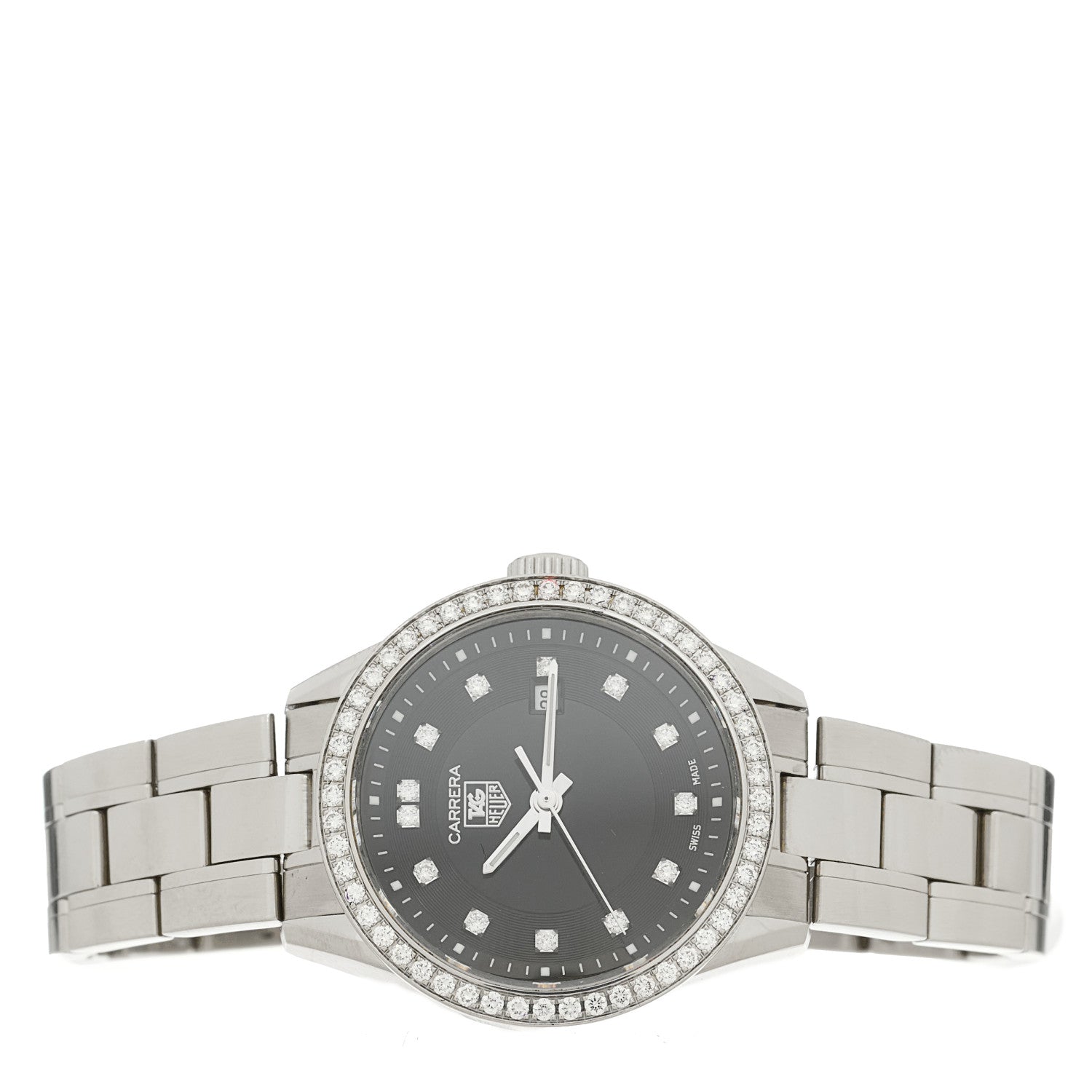 Tag Heuer Stainless Steel Diamond Bezel 28mm Carrera Lady Quartz Watch Black WV1412 2 of 4