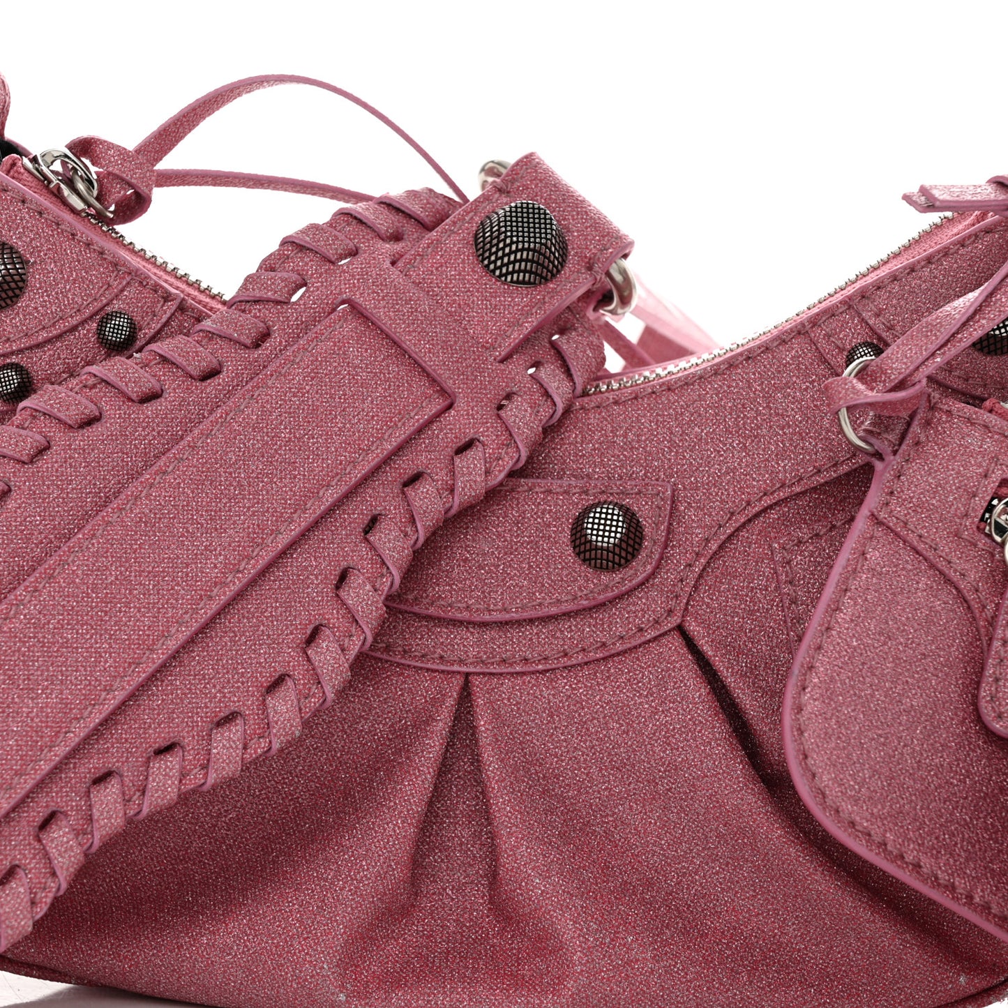 Sparkling Fabric Le Cagole Shoulder Bag XS Sweet Pink