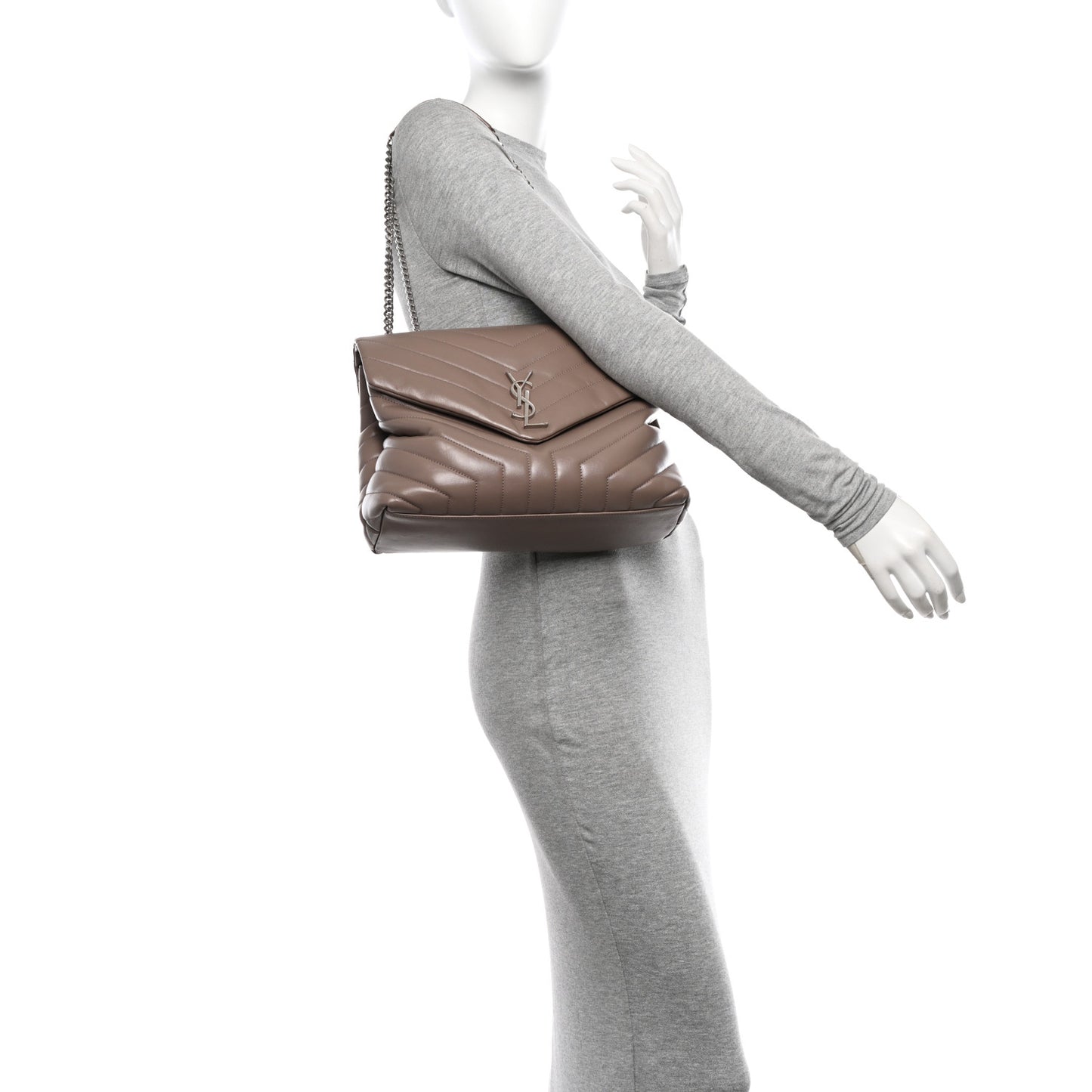 Calfskin Y Quilted Monogram Medium Loulou Chain Satchel Mink