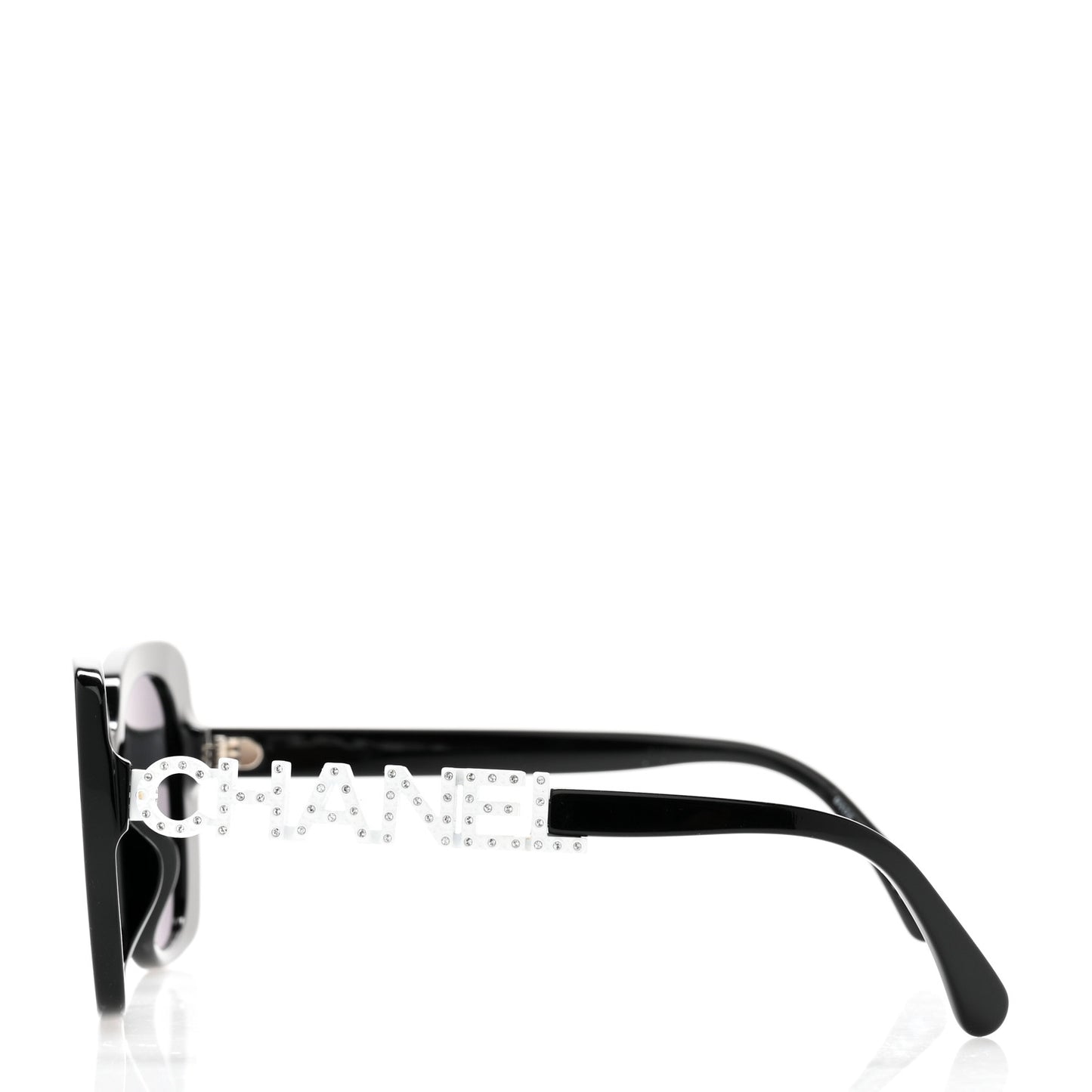 Acetate Strass Square Sunglasses 5422-B-A Black White
