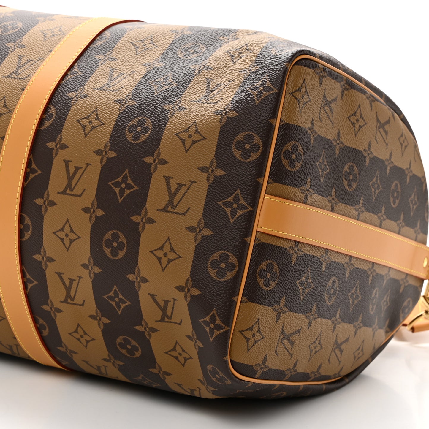 X NIGO Reverse Monogram Stripe Keepall Bandouliere 50 Brown