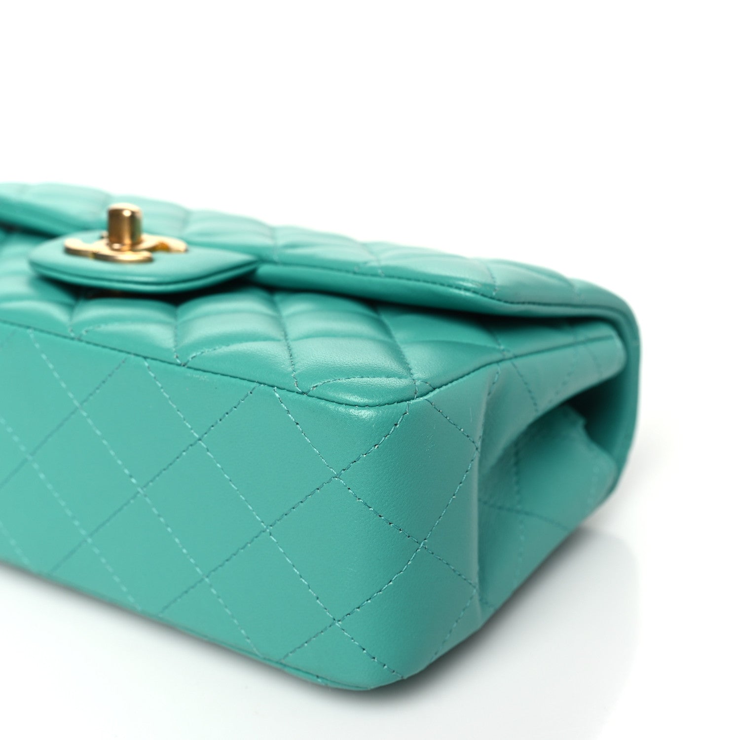 Chanel Lambskin Quilted Mini Rectangular Flap  Turquoise 10 of 10