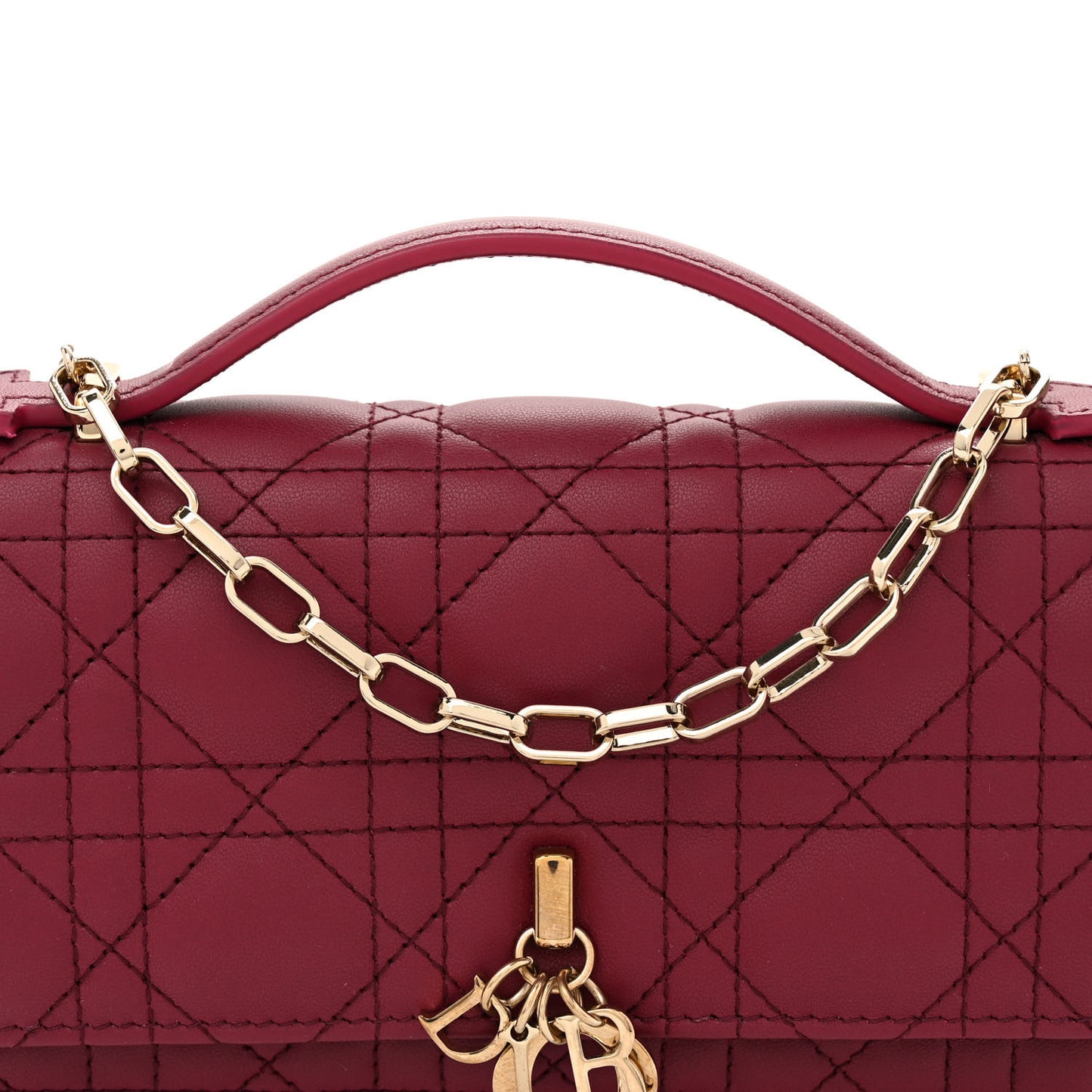 Lambskin Cannage Mini My Dior Top Handle Clutch Burgundy