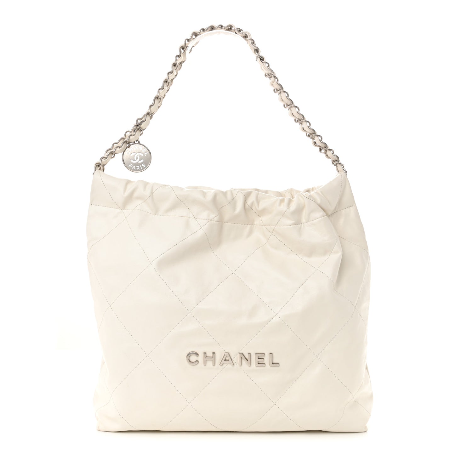 Shiny Calfskin Quilted Small Chanel 22 White