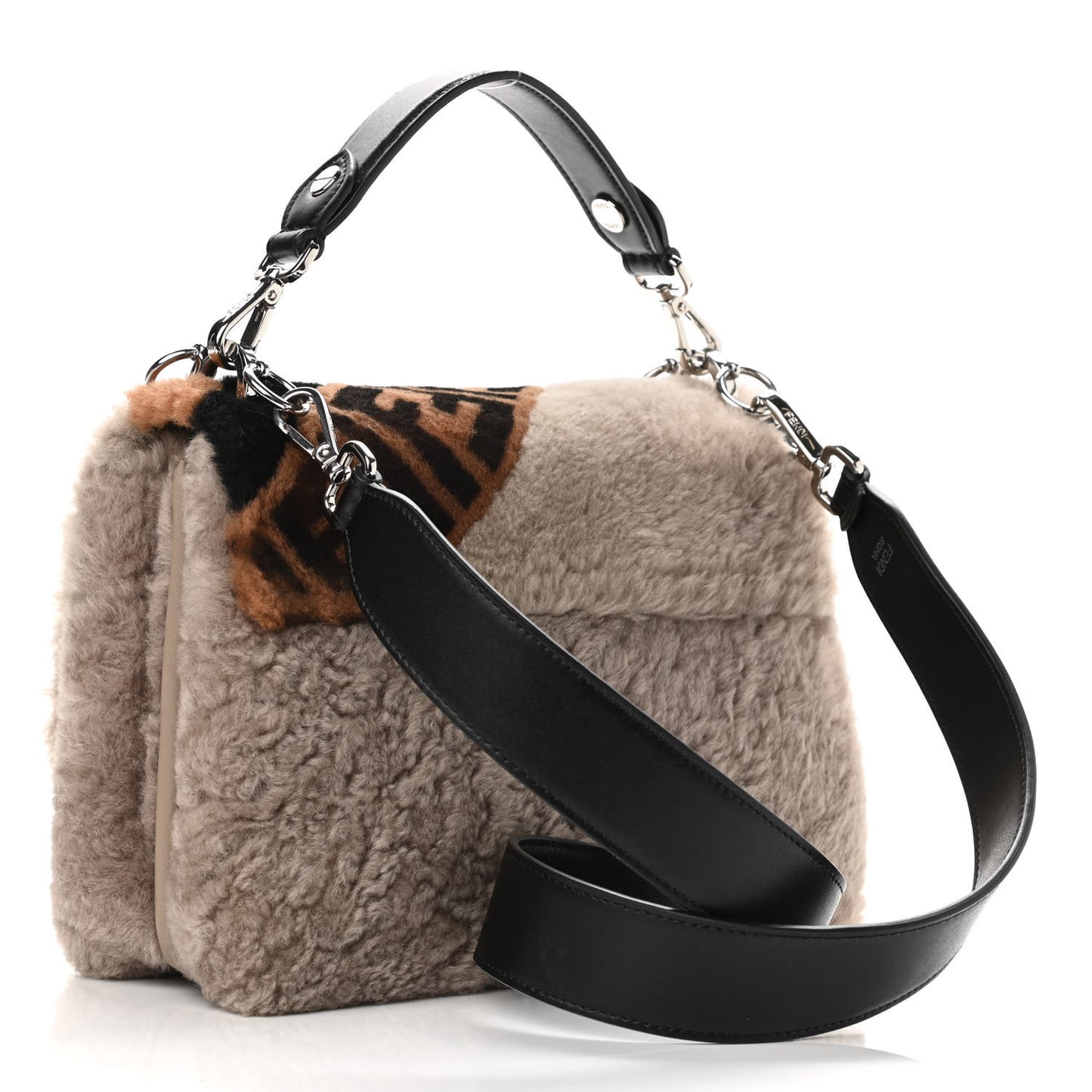 Shearling Calfskin Macro FF 1974 Diagonal Mania Kan I Shoulder Bag Multicolor