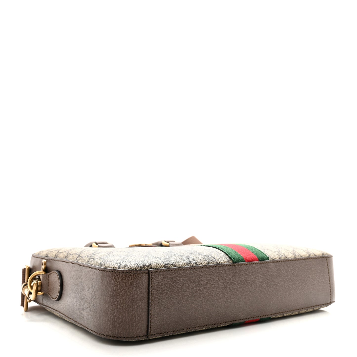 GG Supreme Monogram Textured Calfskin Web Medium Ophidia Briefcase Beige Ebony New Acero