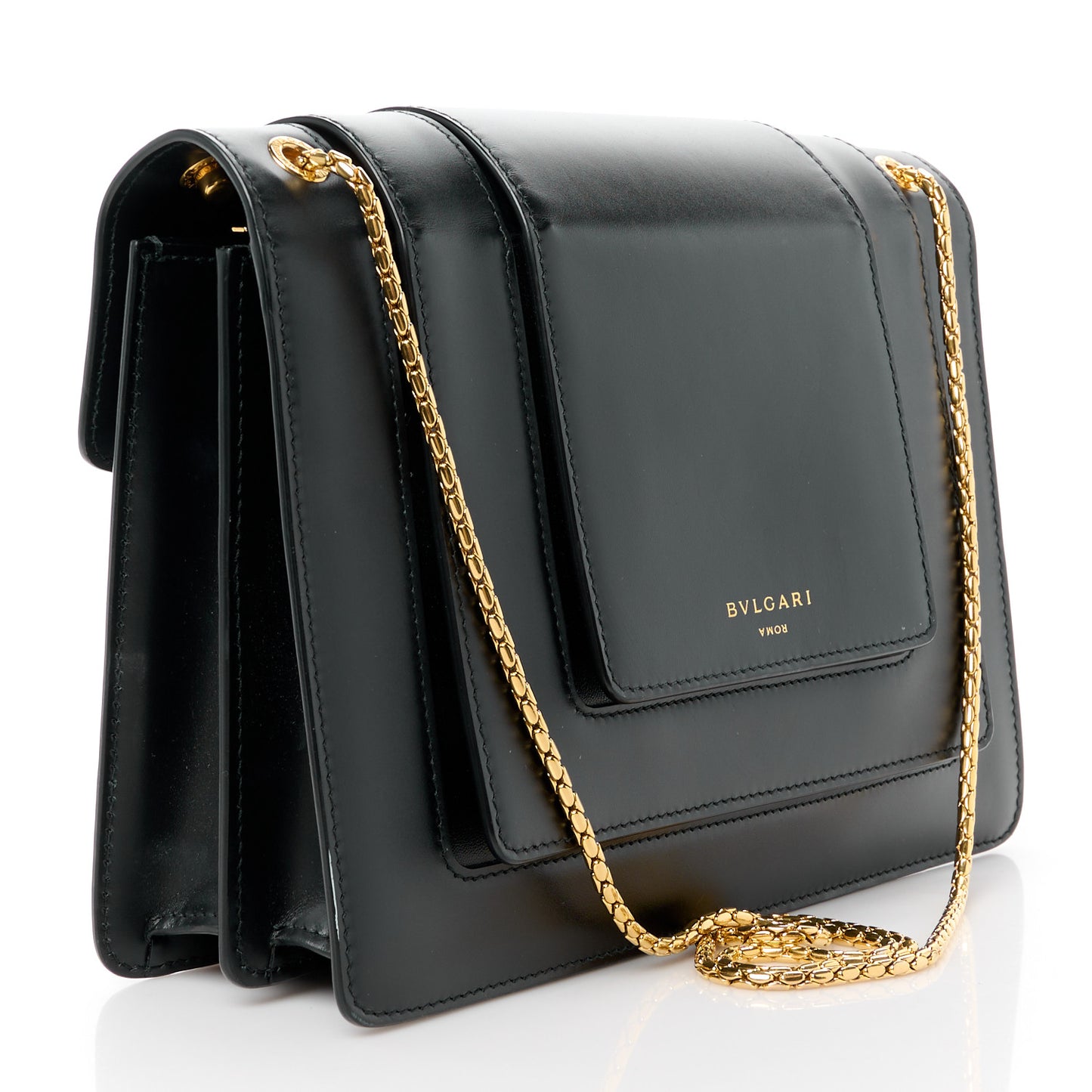 X ALEXANDER WANG Lambskin Serpenti Forever Flap Black