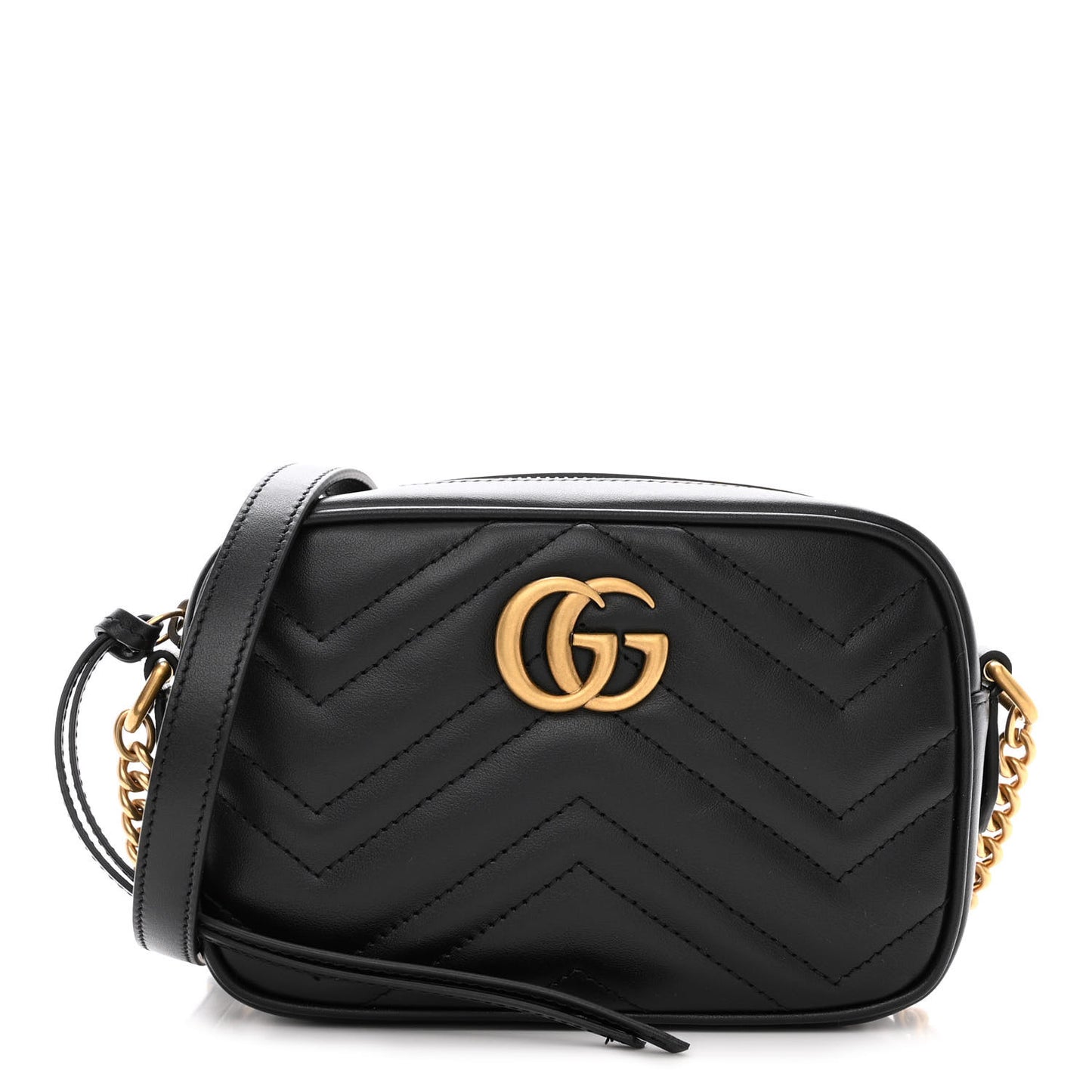 Calfskin Matelasse Mini GG Marmont Chain Shoulder Bag Black