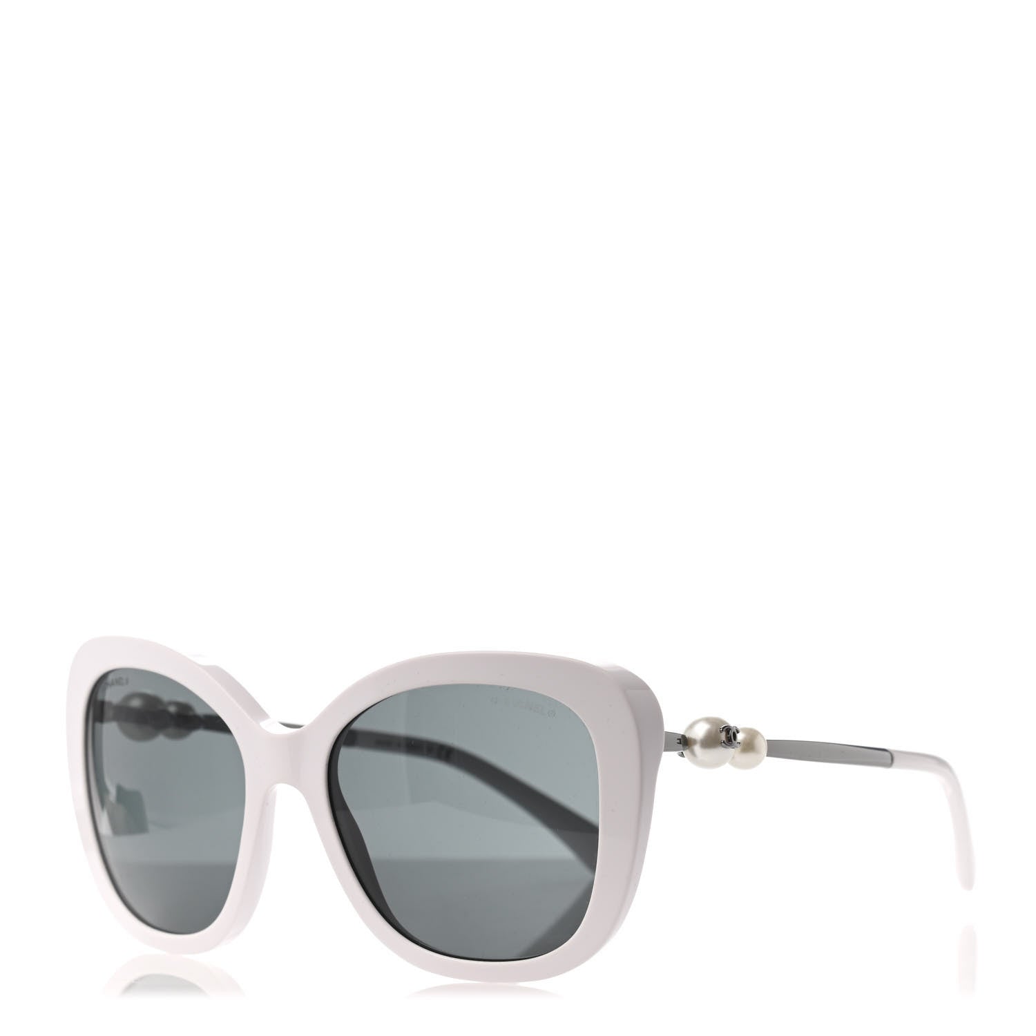 Chanel Acetate Butterfly Winter Pearl Sunglasses 5339-H White