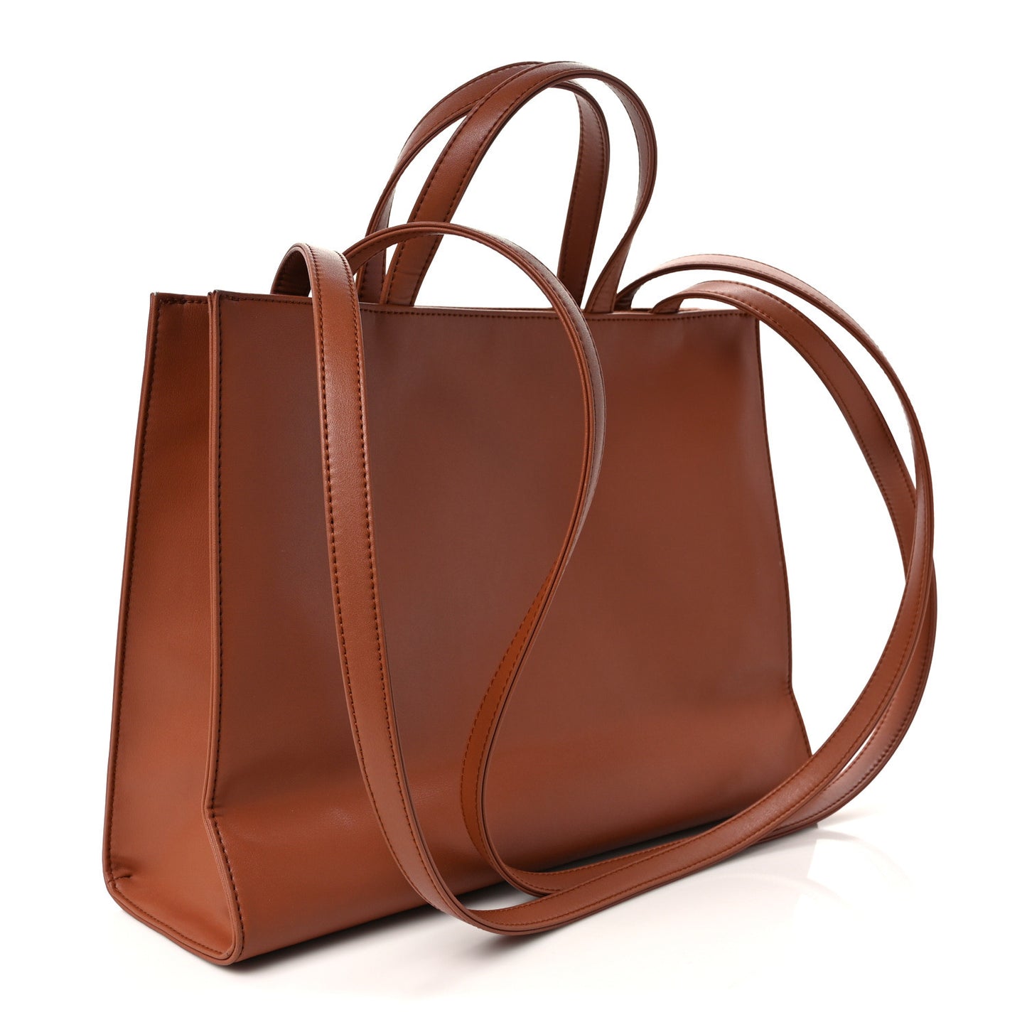 Vegan Leather Medium Shopping Bag Tan