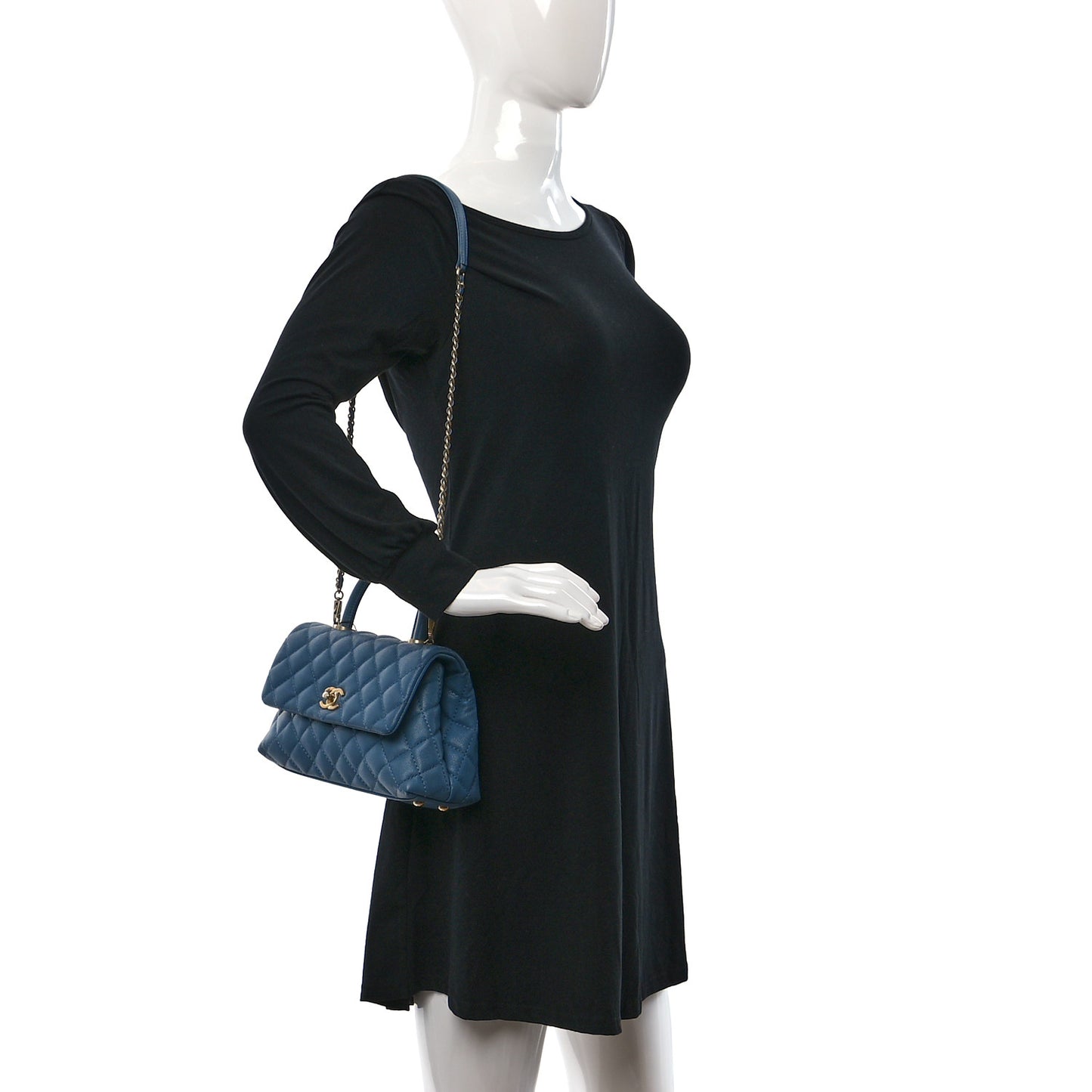 Caviar Quilted Mini Coco Handle Flap Blue