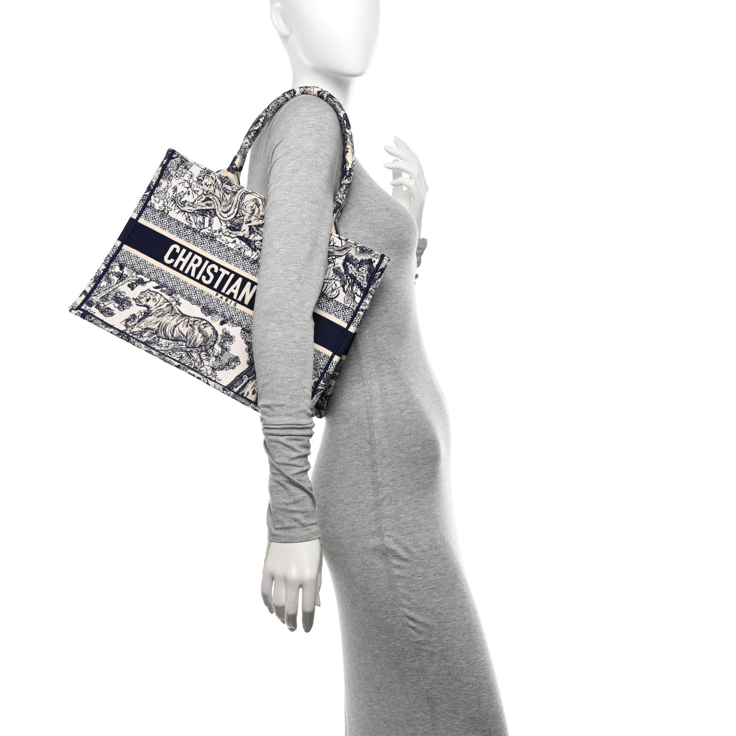 Canvas Embroidered Medium Dioriviera Toile De Jouy Book Tote Blue