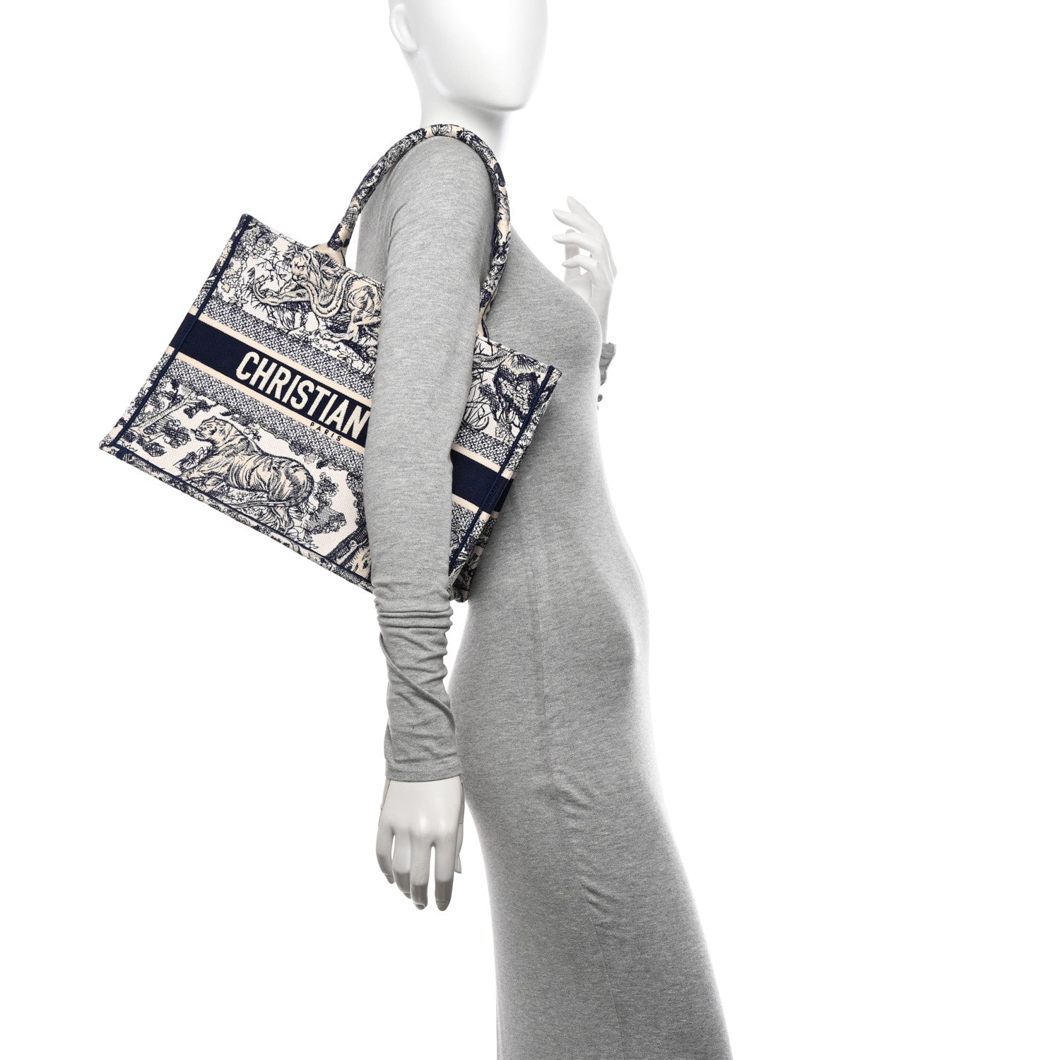 Christian Dior Canvas Embroidered Medium Dioriviera Toile De Jouy Book Tote Blue 2 of 12