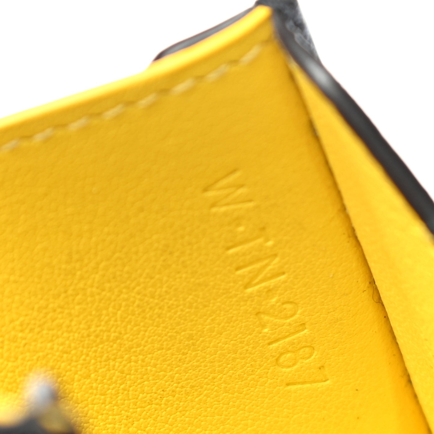 Drummed Calfskin Bi-Color Card Holder Black Yellow