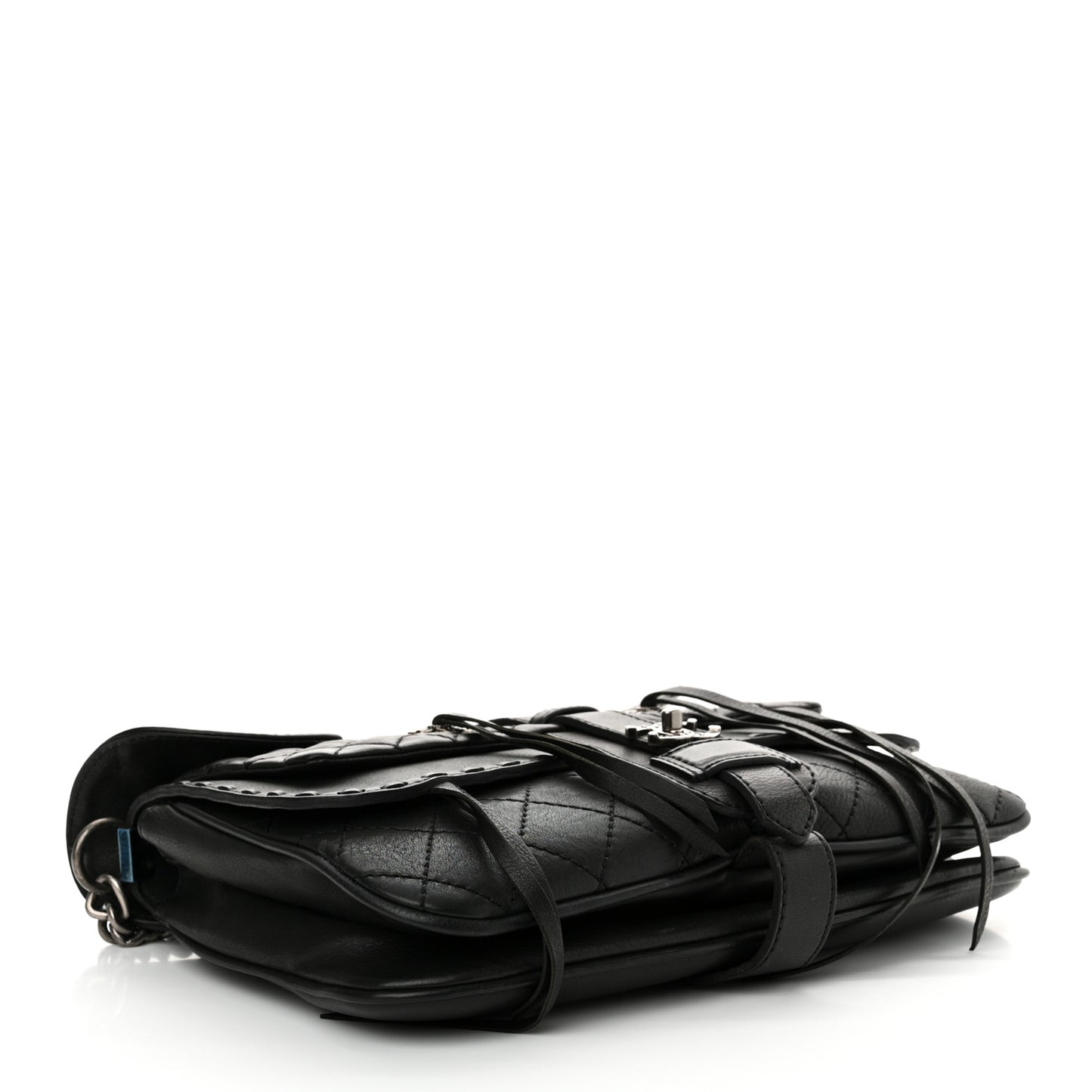 Calfskin Quilted Dallas Saddle Bag Black