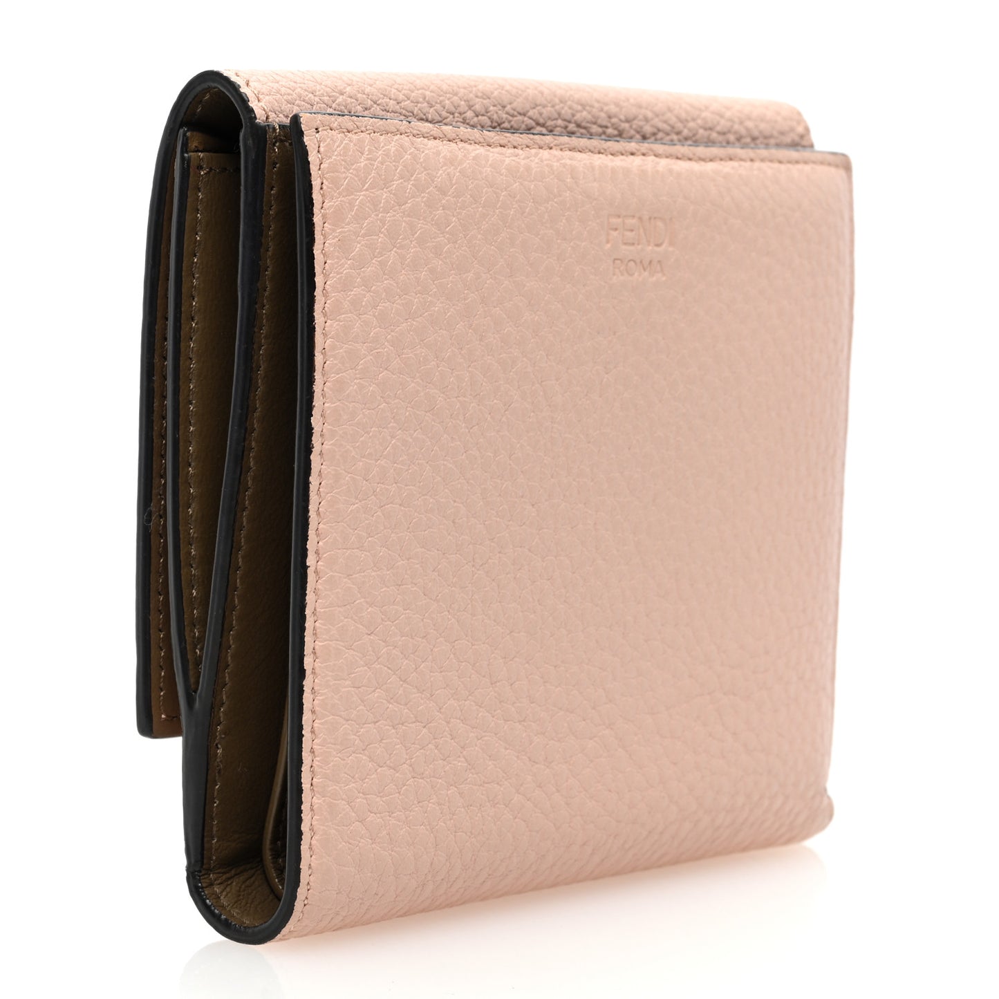 Cuoio Romano Vitello Grace Micro Peekaboo Tri-Fold Wallet Cipria Fango