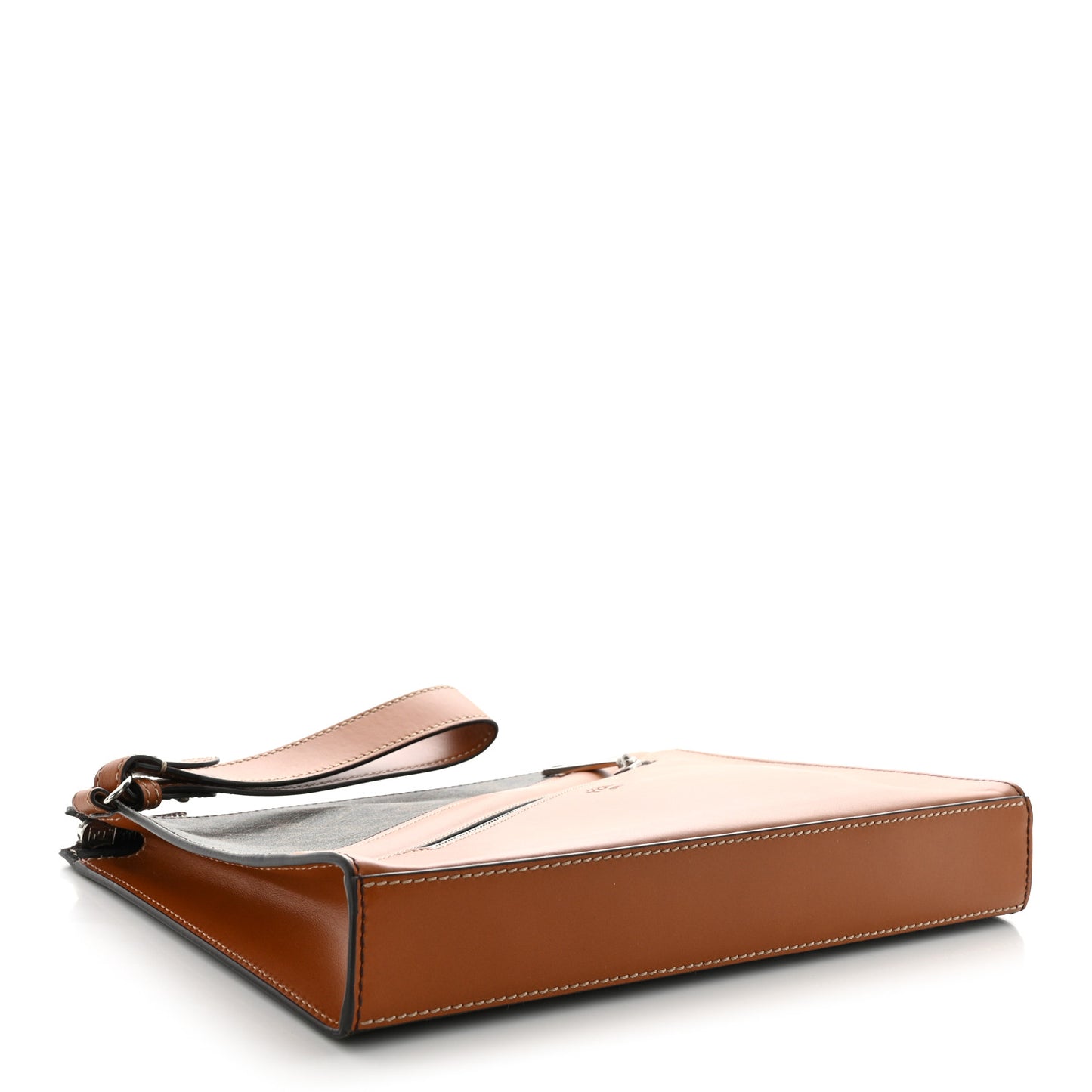 Glazed Fabric Vitello King FF 1974 Diagonal Flat Pouch Tobacco Moro Cuoio