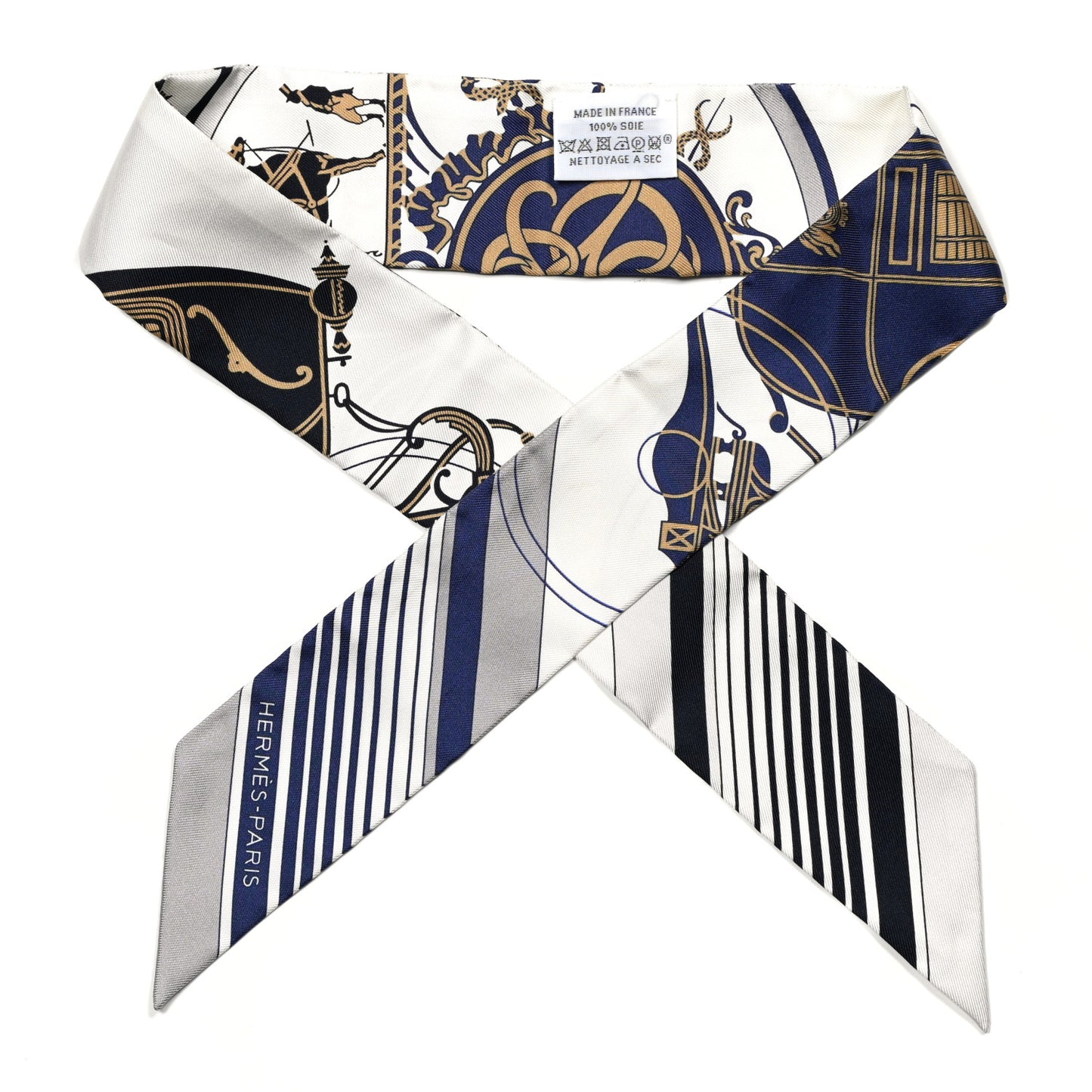 Silk Ex-Libris Twilly White Marine Gris