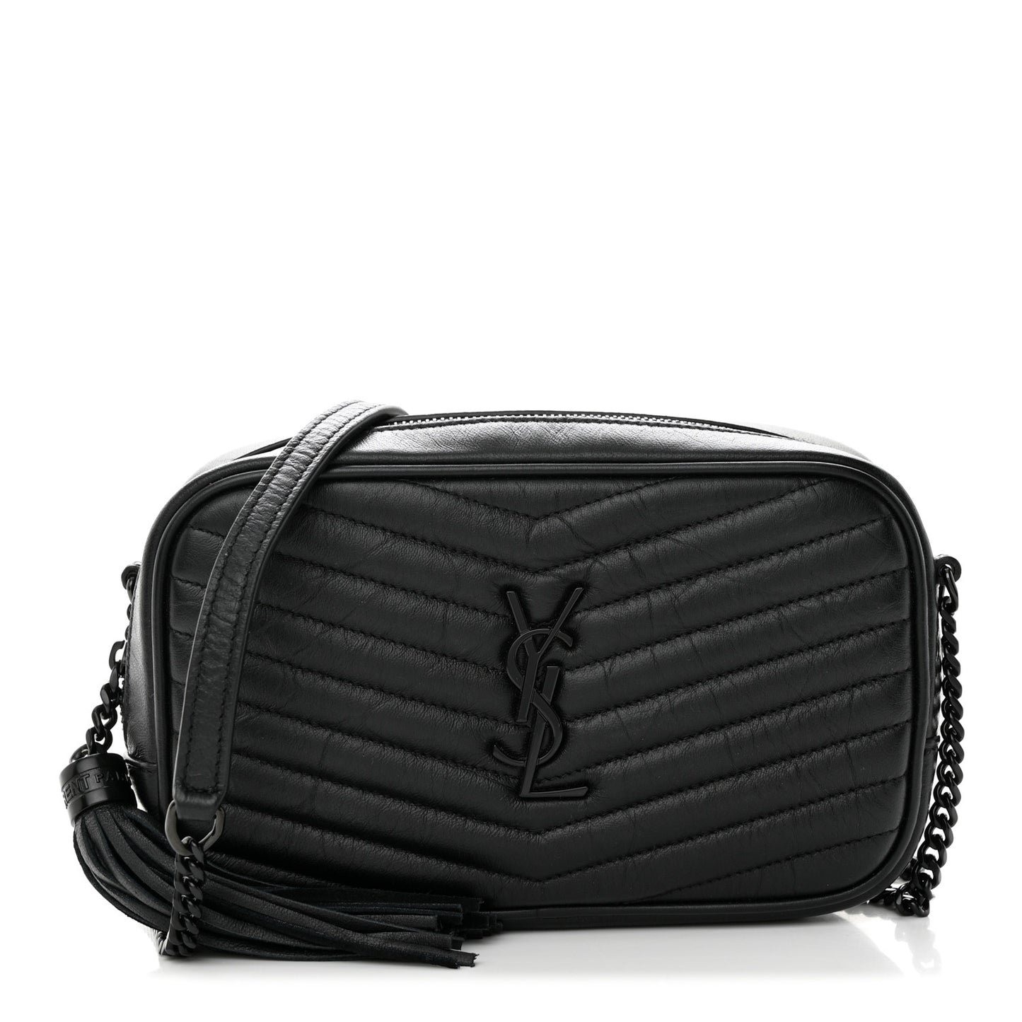 Calfskin Matelasse Monochrome Monogram Mini Lou Camera Bag Black
