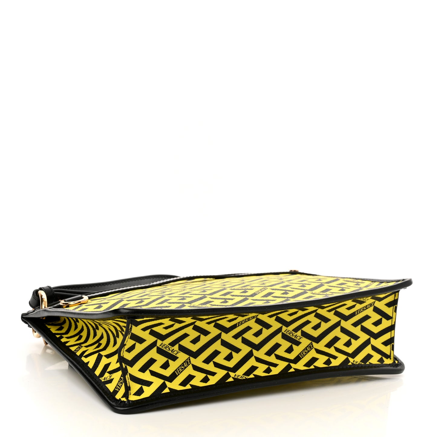 Coated Canvas Large La Greca Signature Pouch Yellow Black