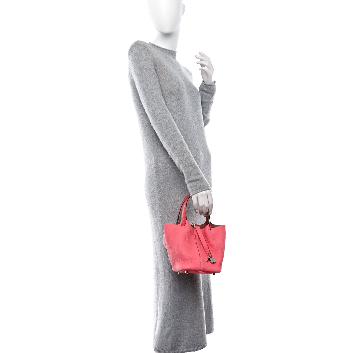 Taurillon Clemence Matte Alligator Picotin Lock Touch 18 PM Rose Azalee Bougainvillier