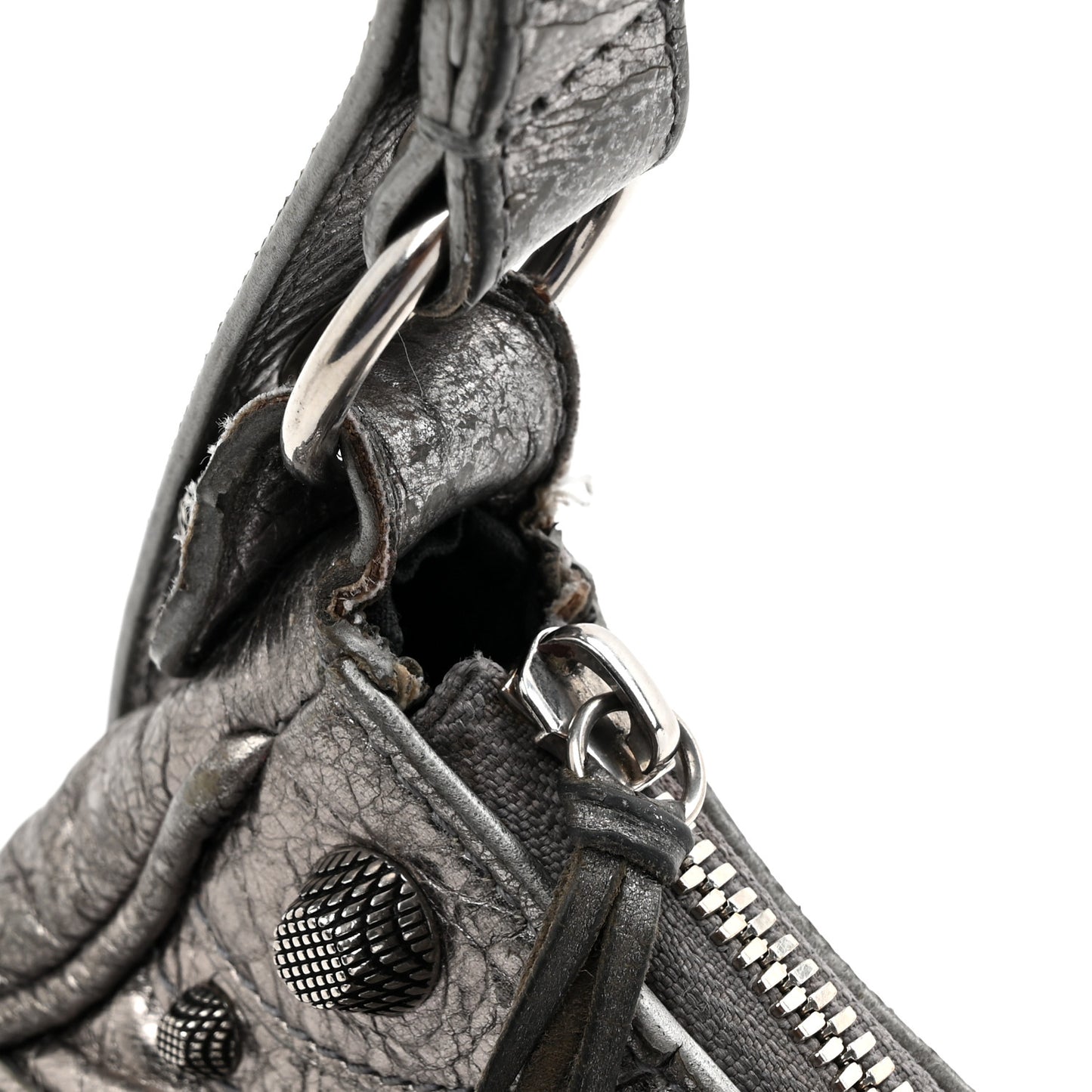 Metallic Agneau Arena Le Cagole Shoulder Bag XS Silver
