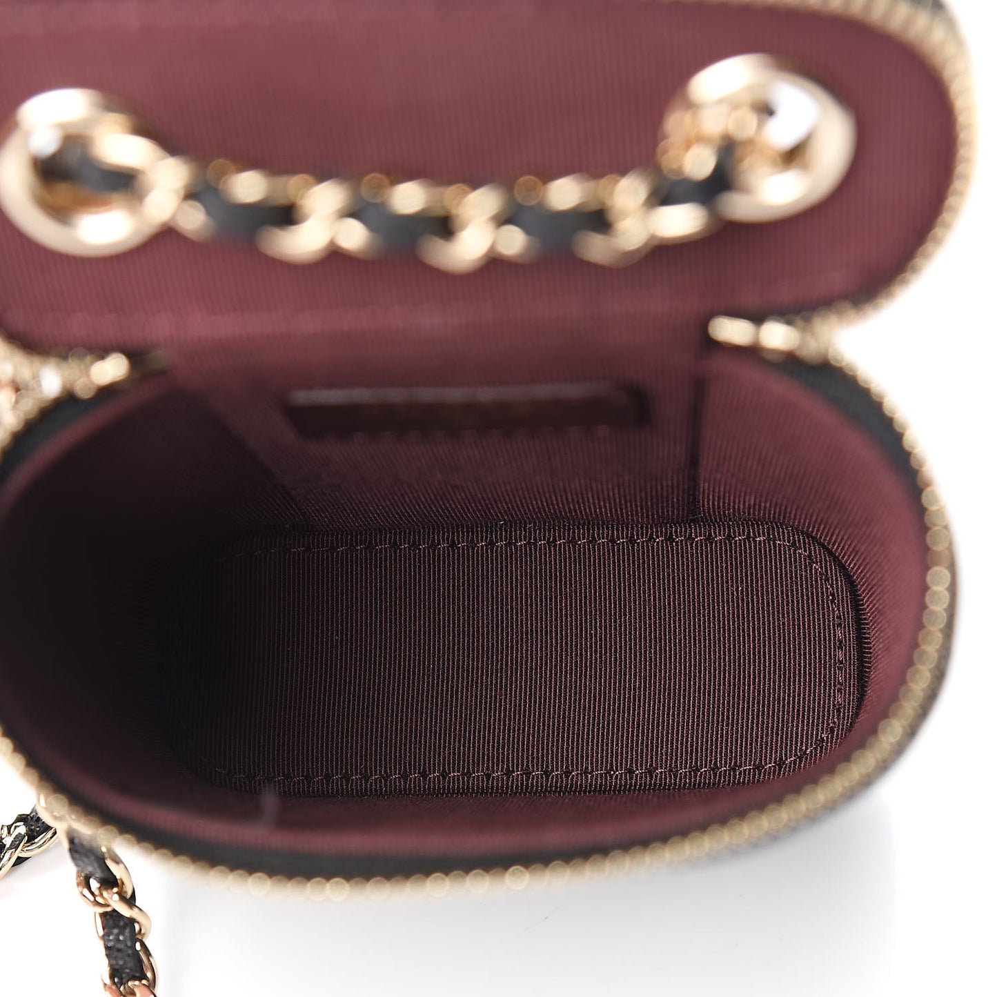 Caviar Quilted Small Vertical Coco Beauty Vanity Case With Chain Black