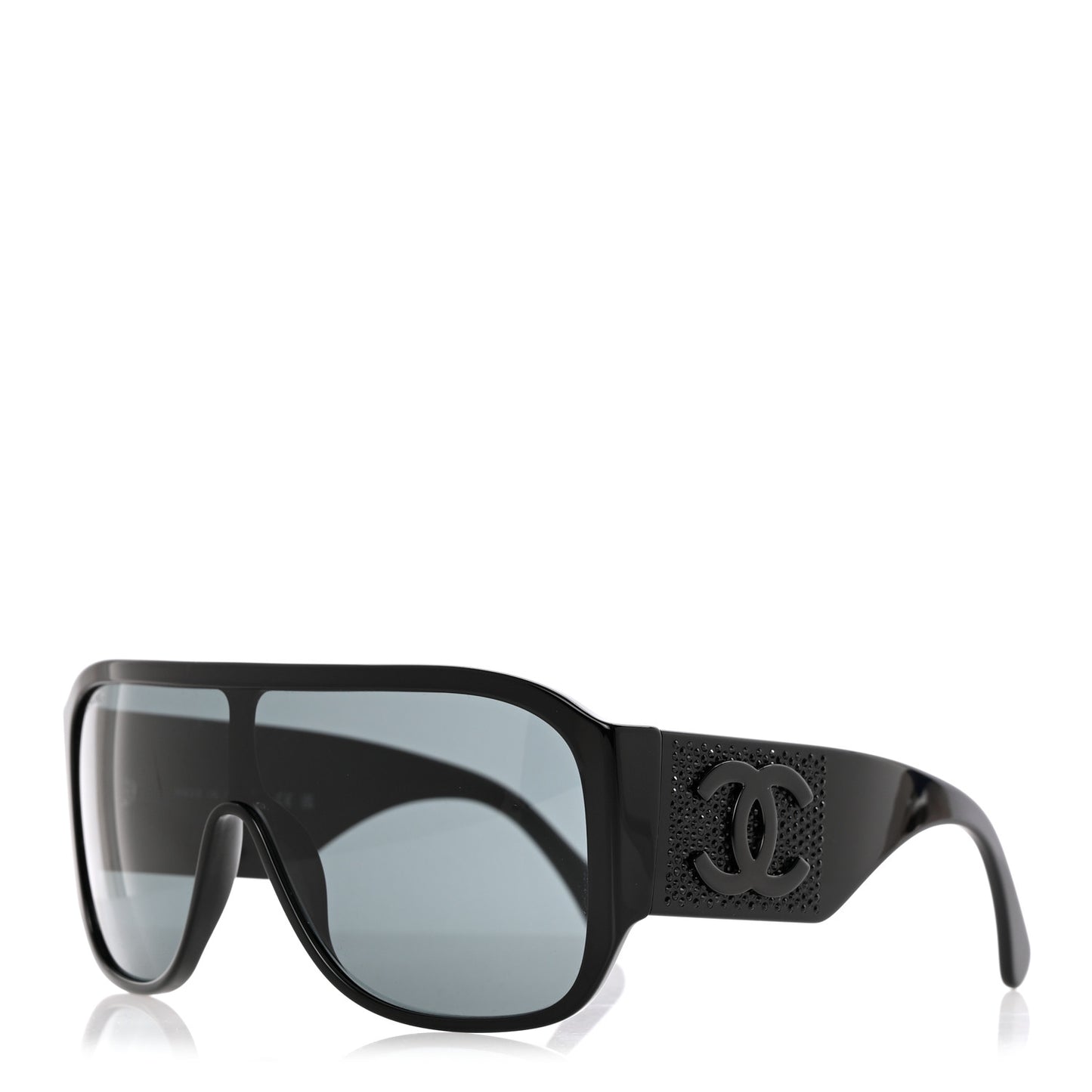 Acetate Crystal CC Shield Sunglasses 5466-B Black