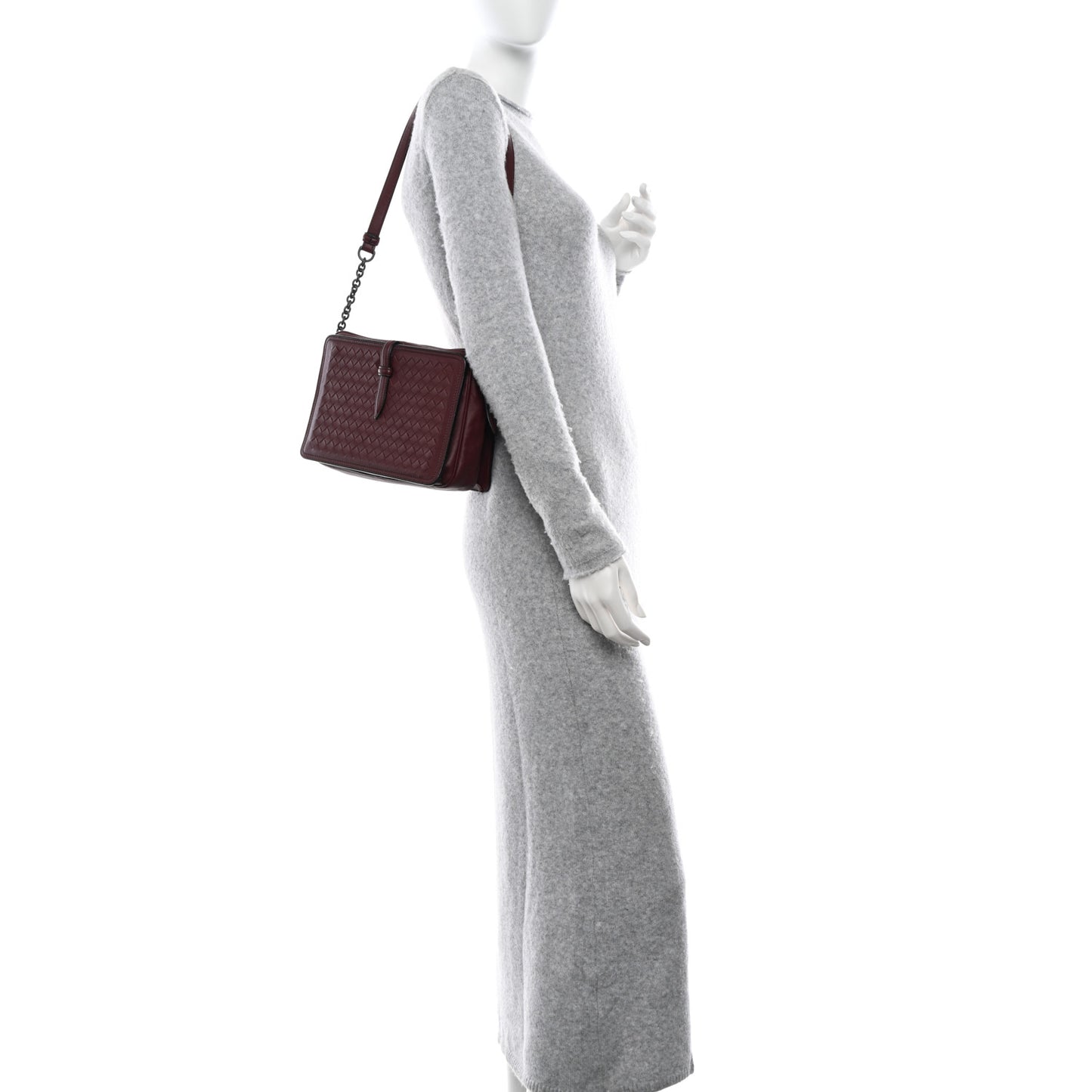 Nappa Intrecciato Medium Camera Shoulder Bag Barolo