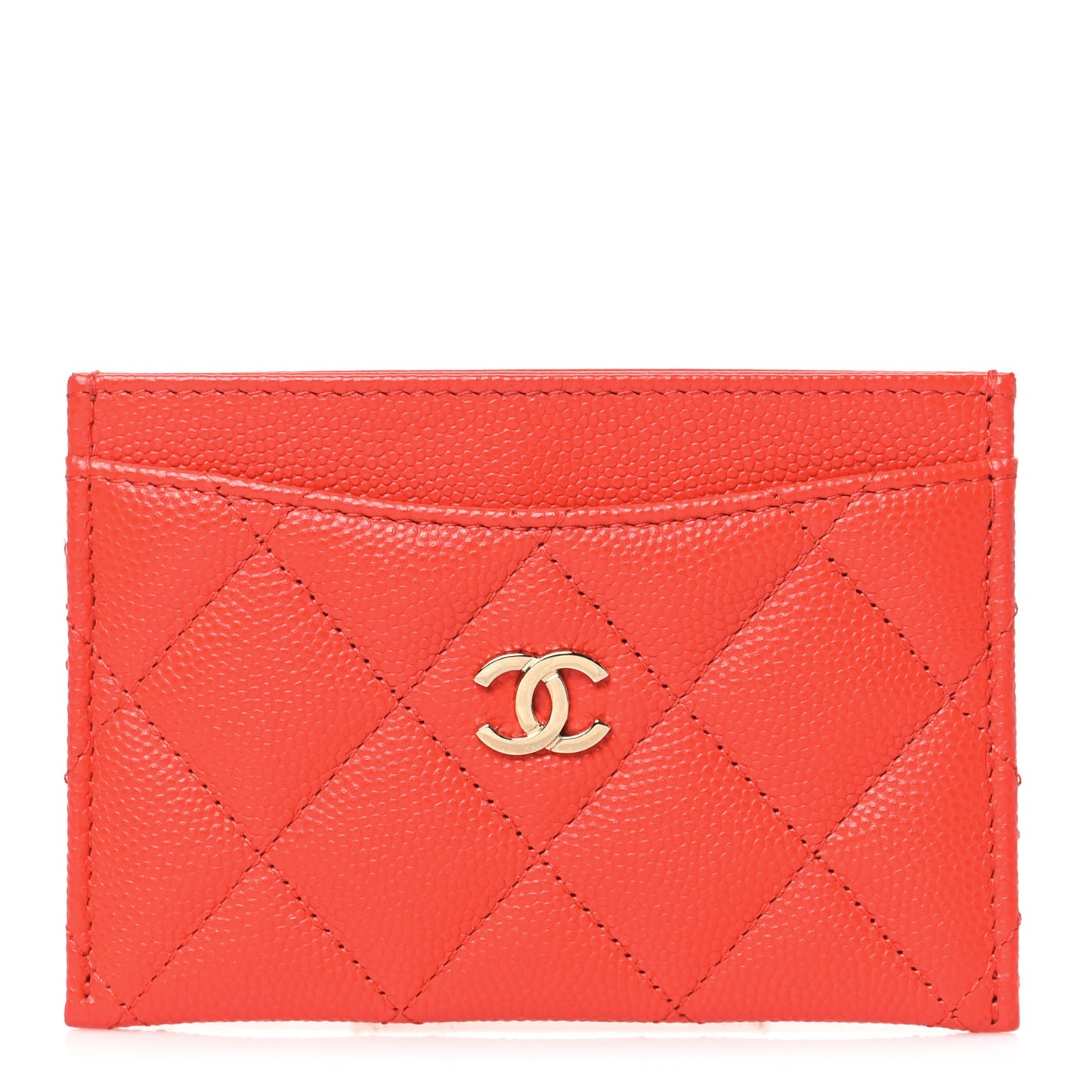 Caviar Quilted Card Holder Red