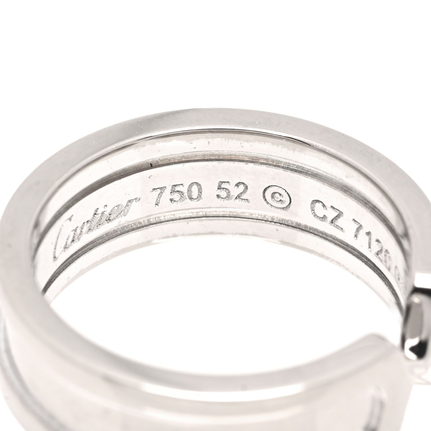 18K White Gold 6.5mm C De Cartier Ring 52 6
