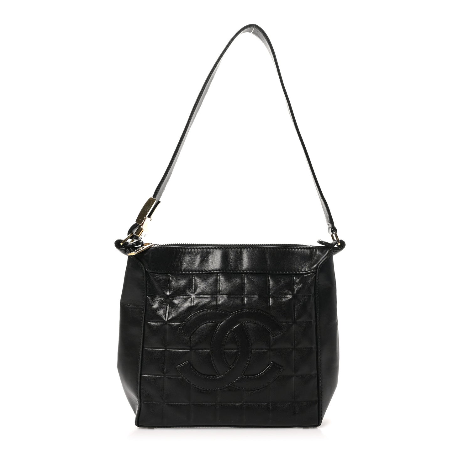 Lambskin Quilted Small Chocolate Bar Shoulder Bag Black