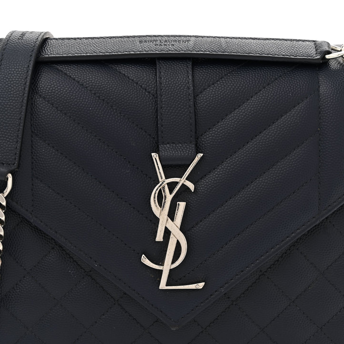 Grain De Poudre Textured Mixed Matelasse Triquilt Medium Monogram Satchel Deep Marine