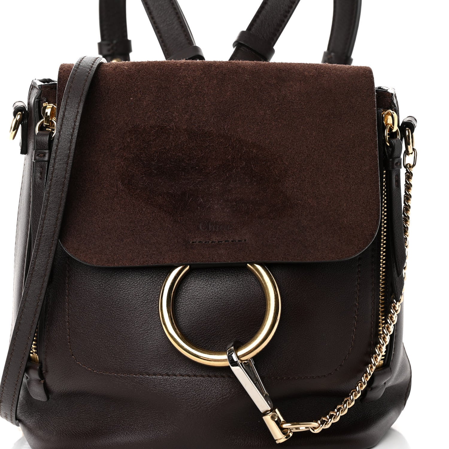 Chloe Suede Calfskin Medium Faye Backpack Dark Brown 7 of 10