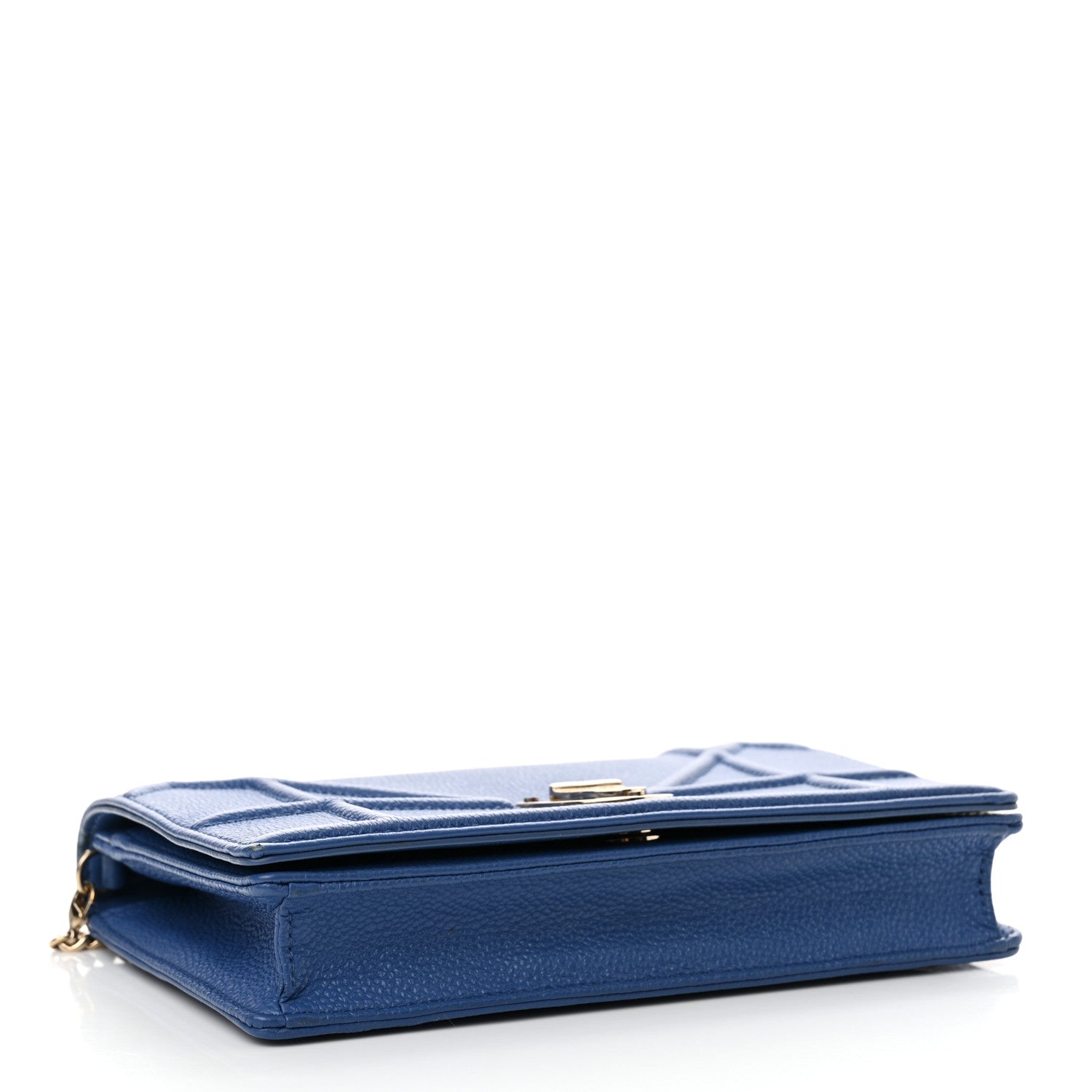Christian Dior Grained Calfskin Diorama Wallet on Chain Pouch Blue 4 of 10