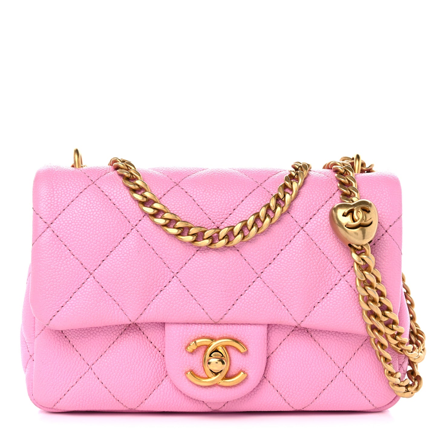 Caviar Quilted Mini Rectangular Sweetheart Flap Lilac