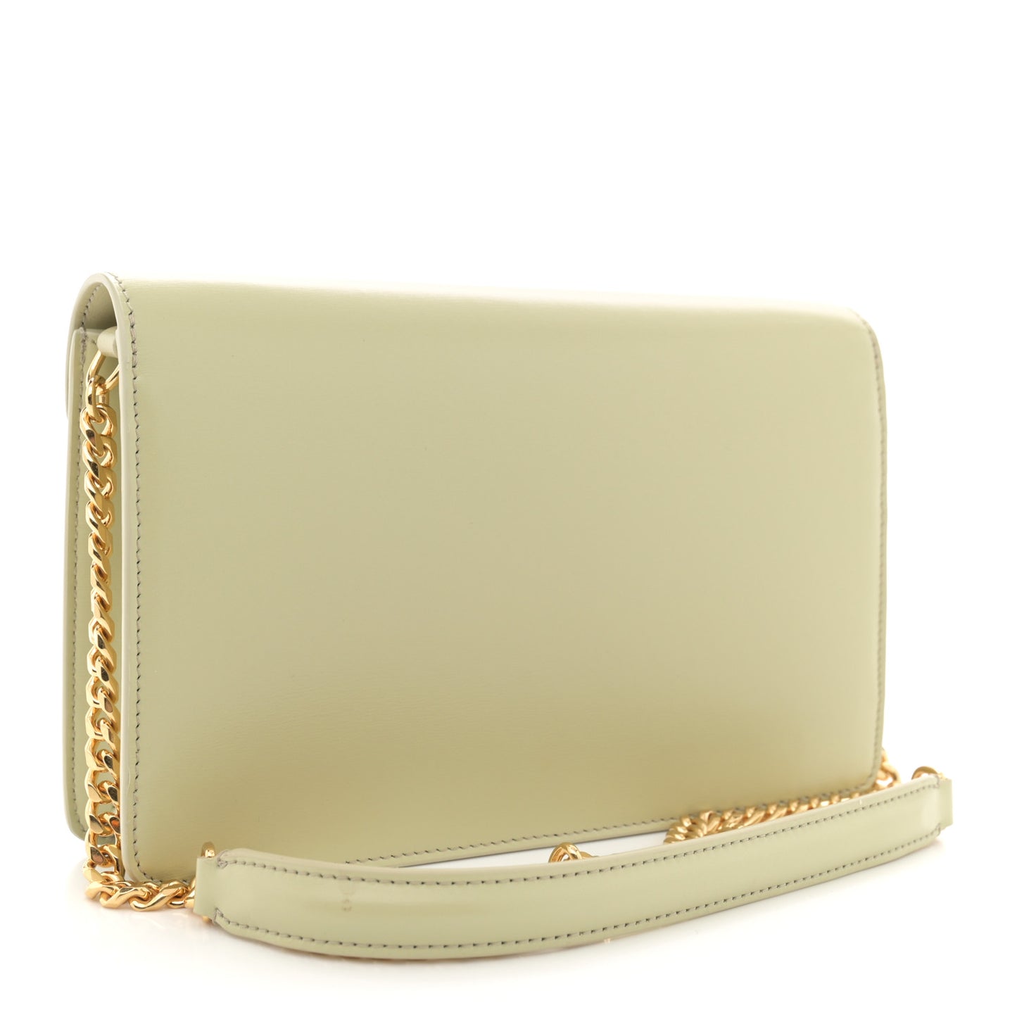 Shiny Calfskin Triomphe Margo Wallet on Chain Almond Green