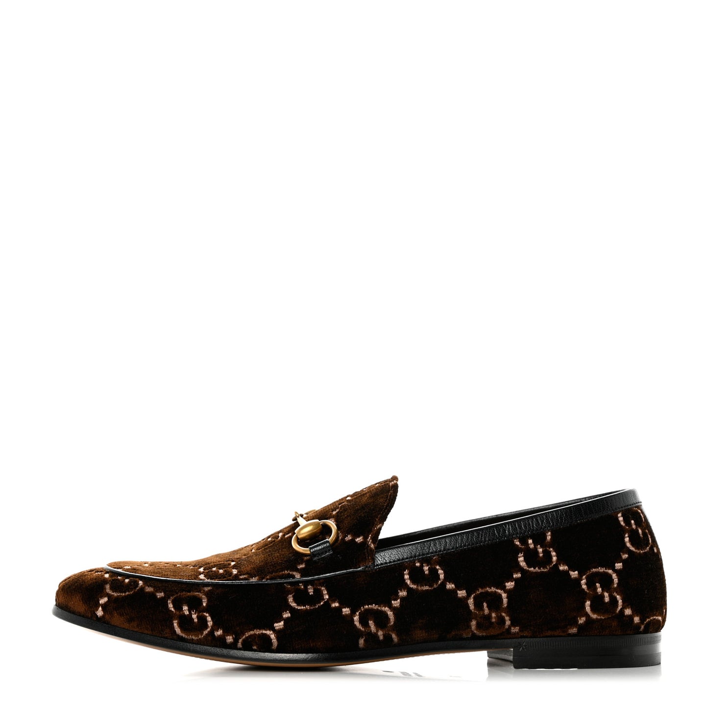 Velvet GG Monogram Horsebit Mens Jordaan Loafers 10 Brown Beige