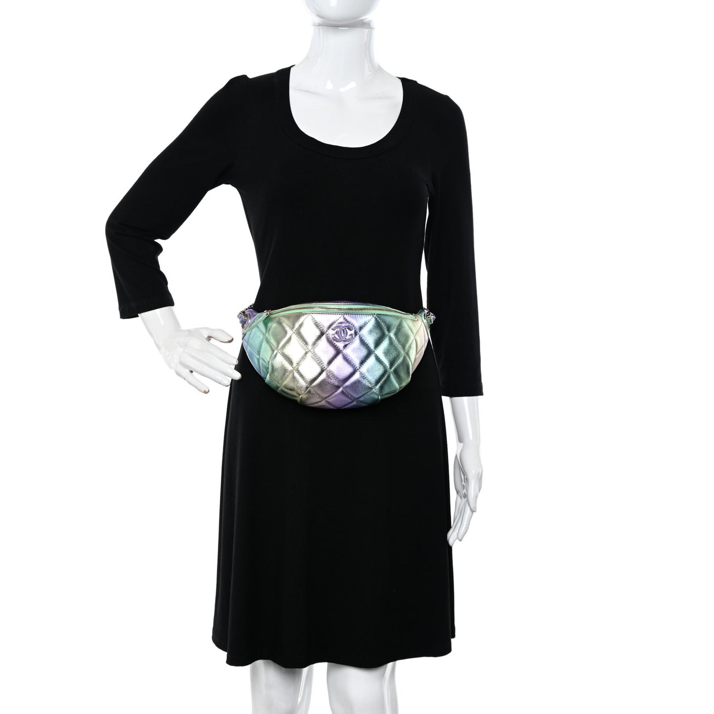 Gradient Metallic Lambskin Quilted Walking Mood Waist Bag Fanny Pack Pink Purple Green