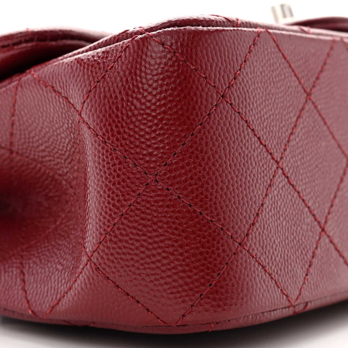Caviar Quilted Mini Rectangular Flap Burgundy