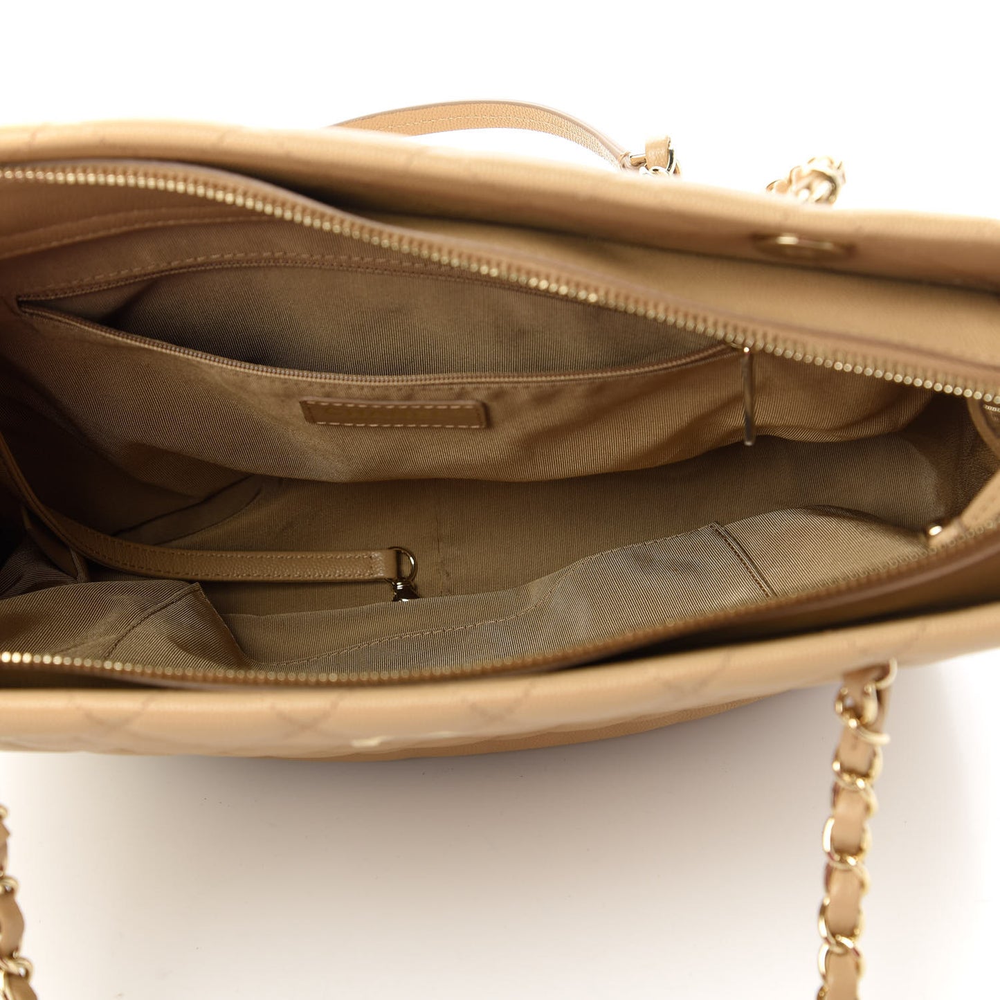 Caviar Quilted Rolled Up Tote Beige